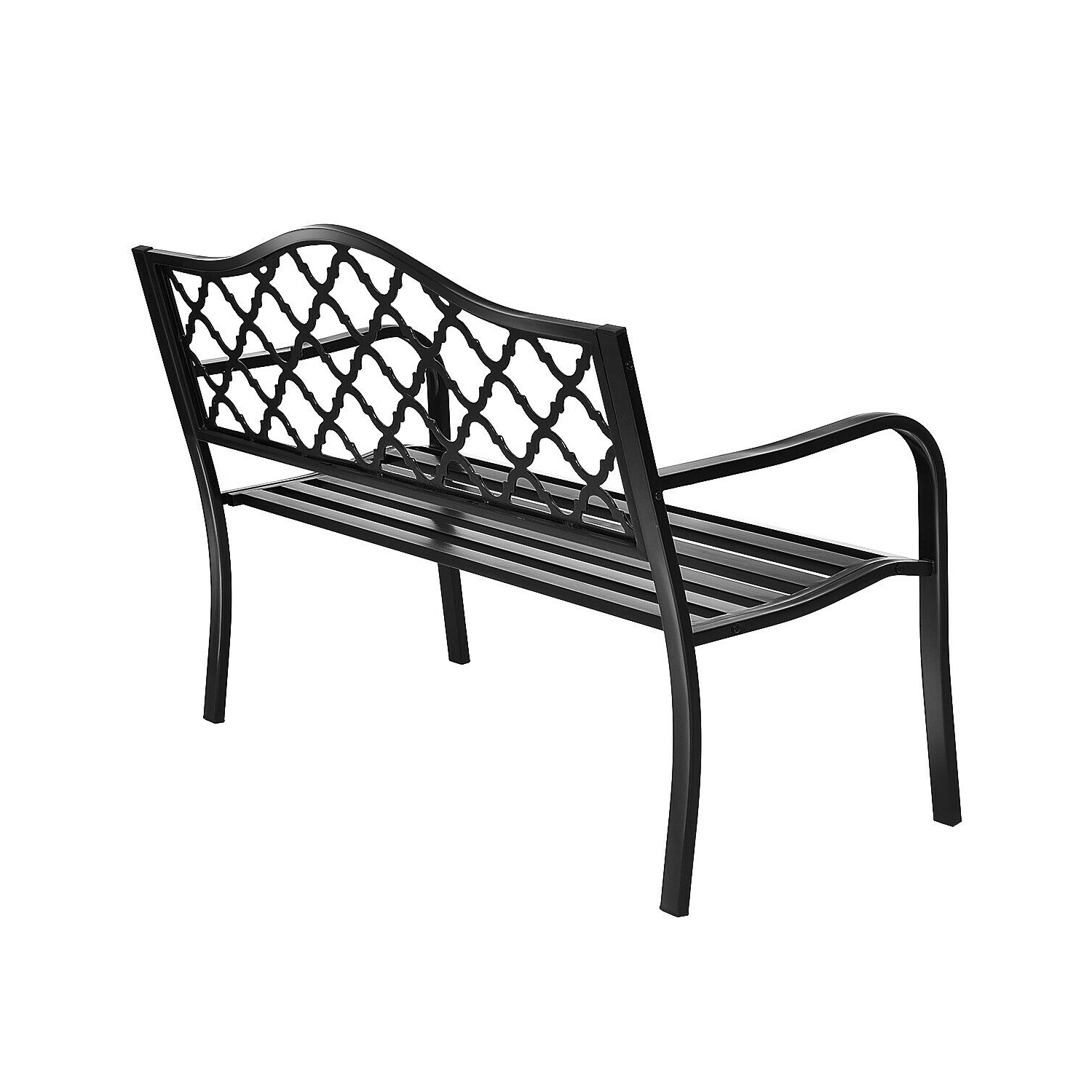 Costway 50" Patio Garden Bench Loveseats Park Yard Furniture Decor Cast Iron Frame Black