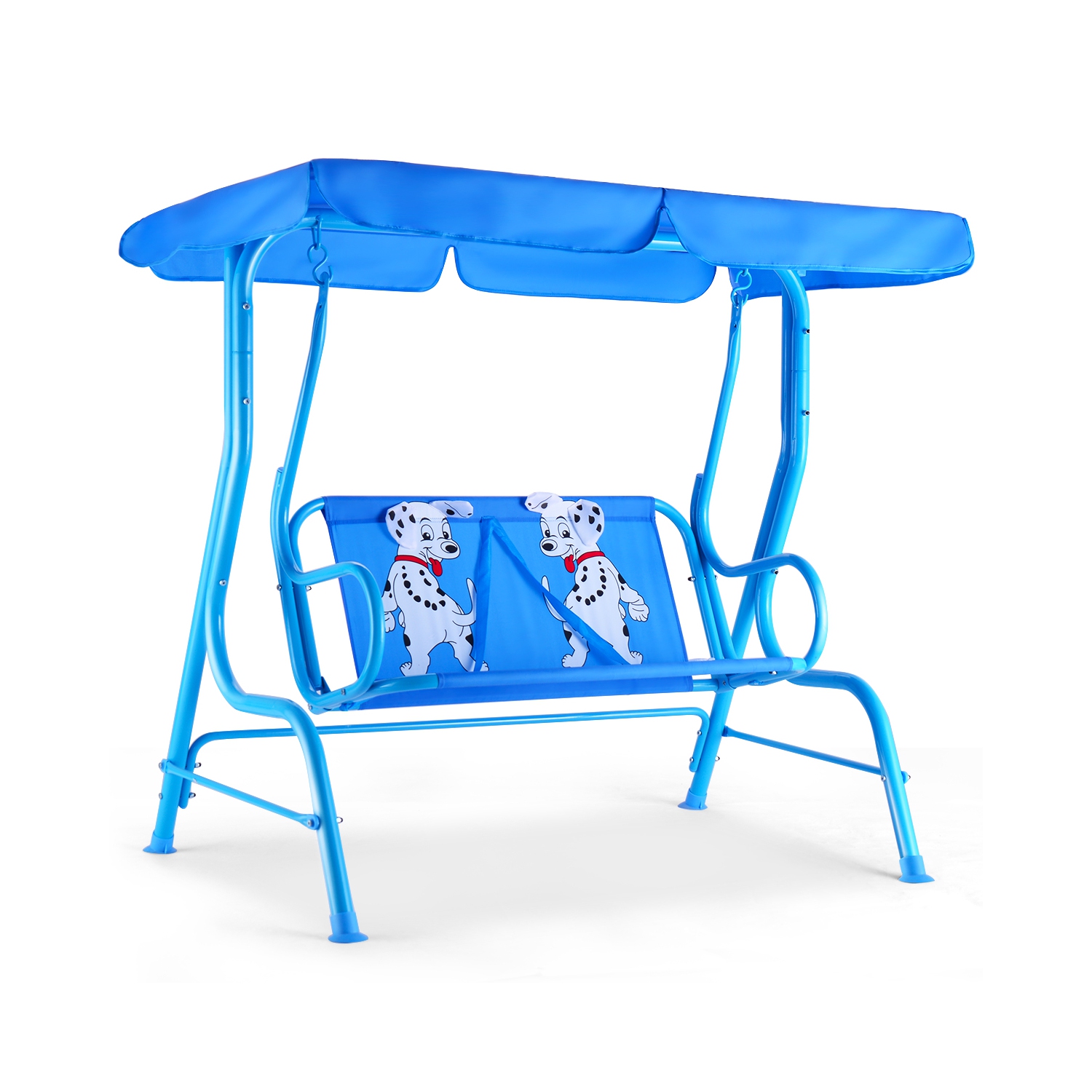 Chaise balancelle de patio pour enfants de Costway Banc d'auto avec auvent pour 2&nbsp;personnes Meubles de jardin bleus