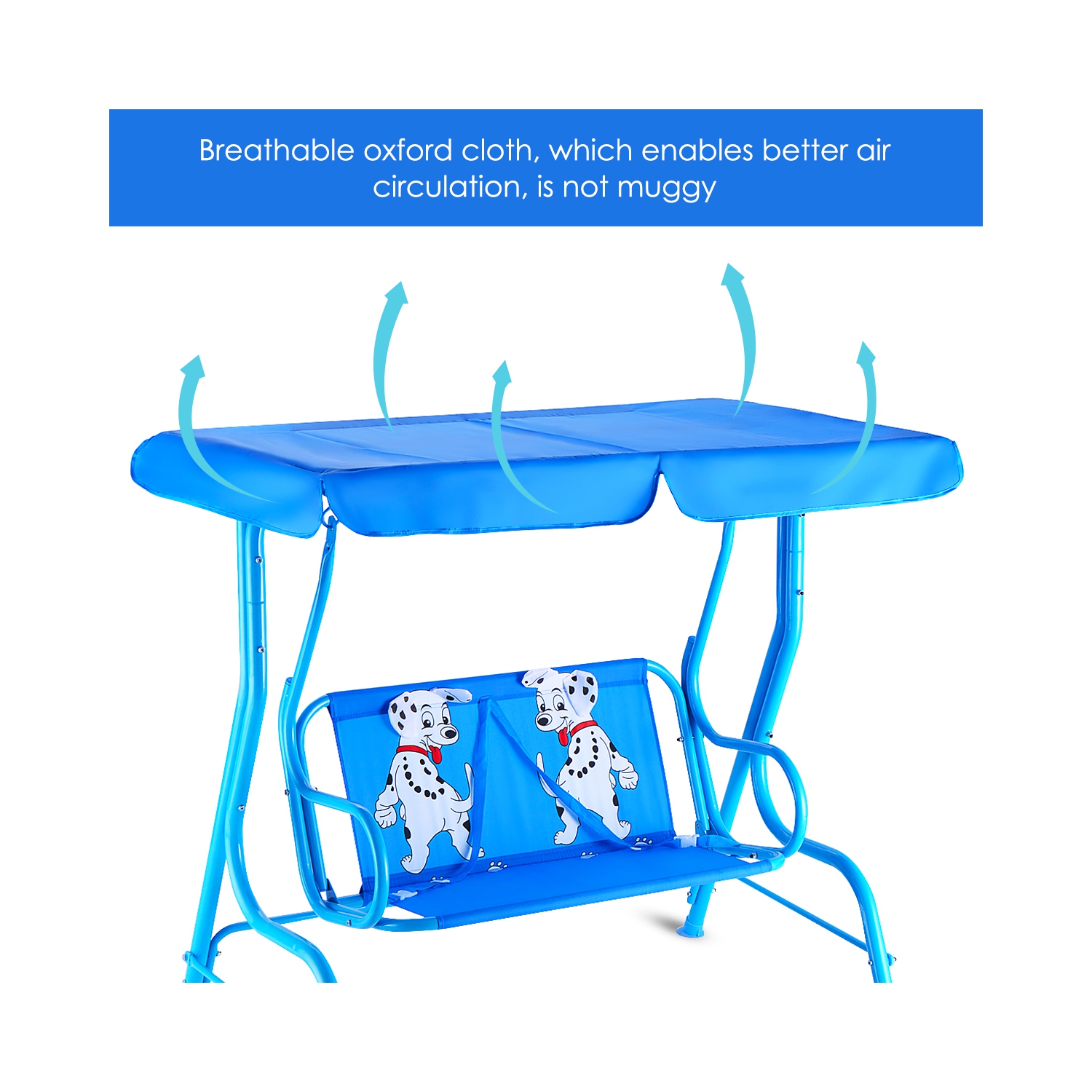 Chaise balancelle de patio pour enfants de Costway Banc d'auto avec auvent pour 2&nbsp;personnes Meubles de jardin bleus