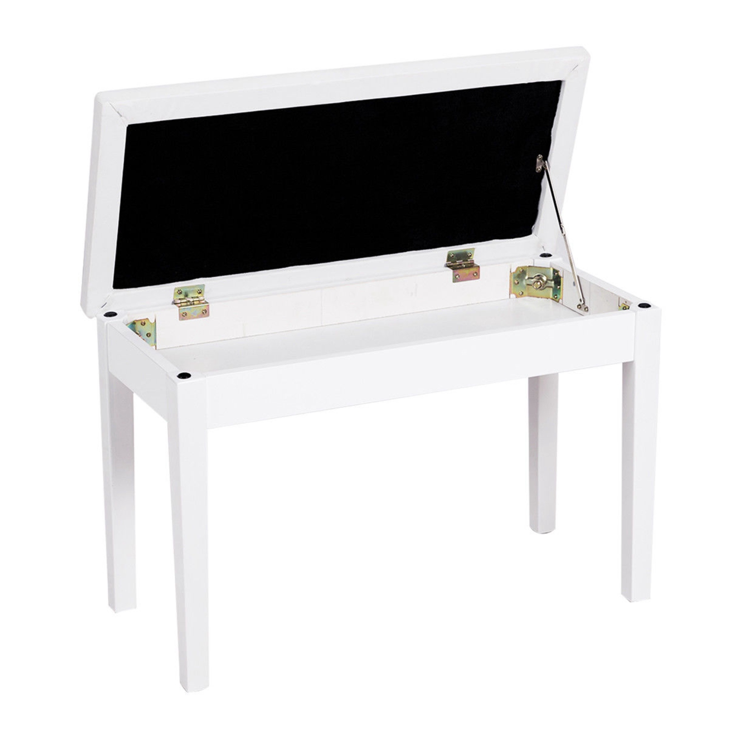 Costway Solid Wood PU Leather Piano Bench Padded Double Duet Keyboard Seat Storage White