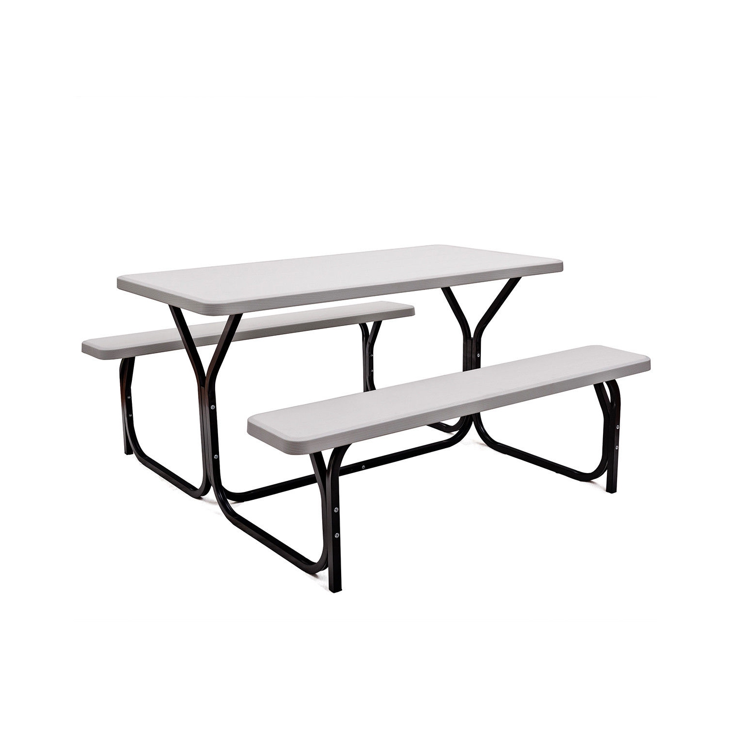 Costway Picnic Table Bench Set Outdoor Backyard Patio Garden Party Dining White