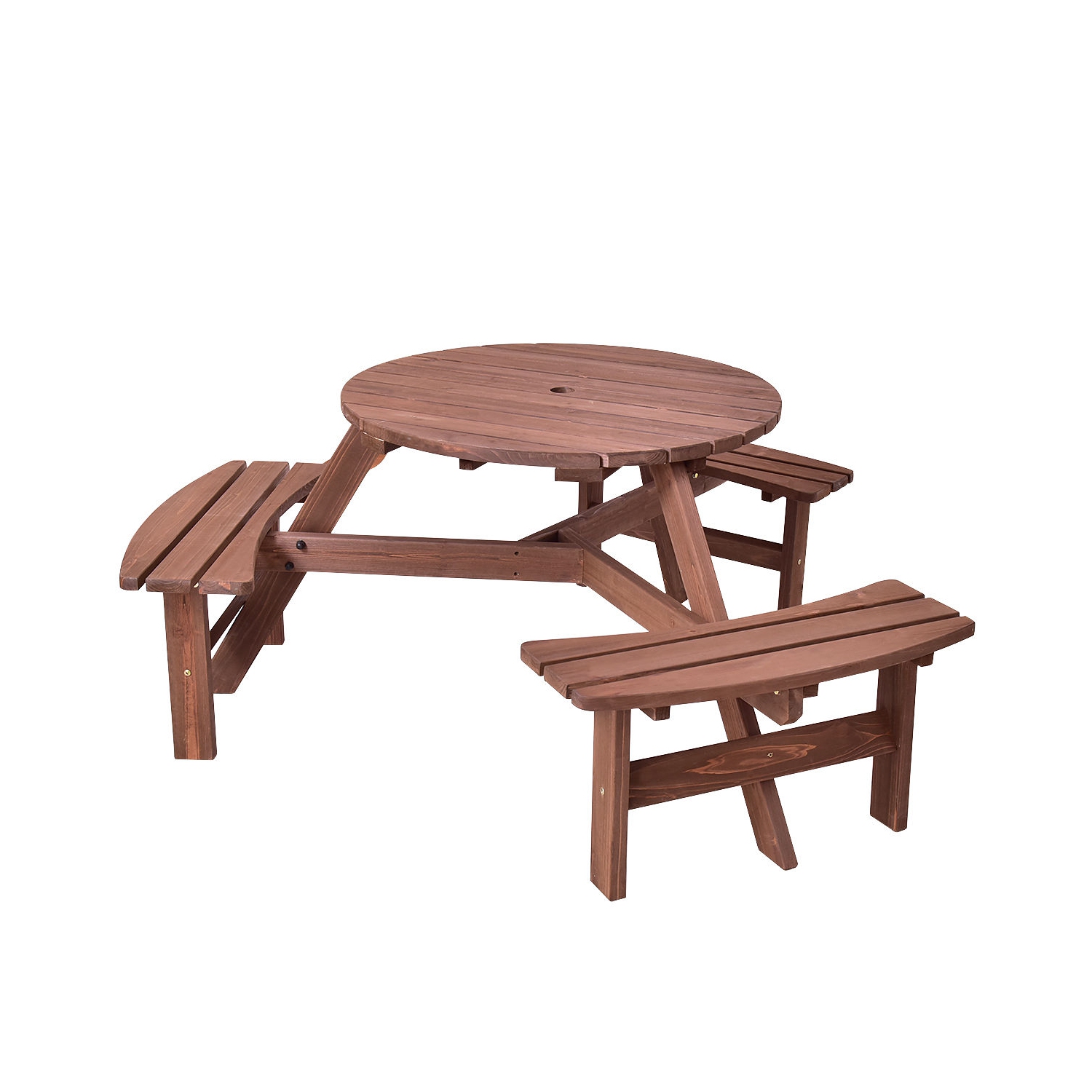 Costway 6 Person Outdoor Wood Picnic Table Beer Bench Set Pub Dining Seat Patio Garden