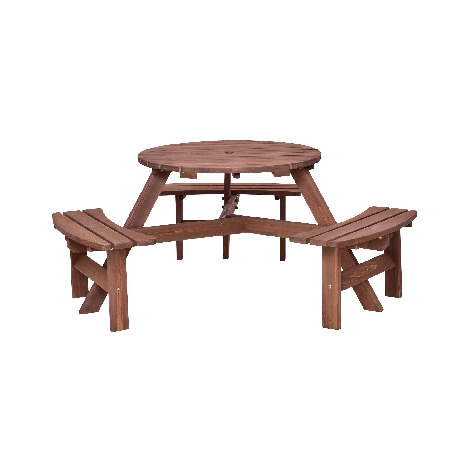 Costway 6 Person Outdoor Wood Picnic Table Beer Bench Set Pub Dining Seat Patio Garden