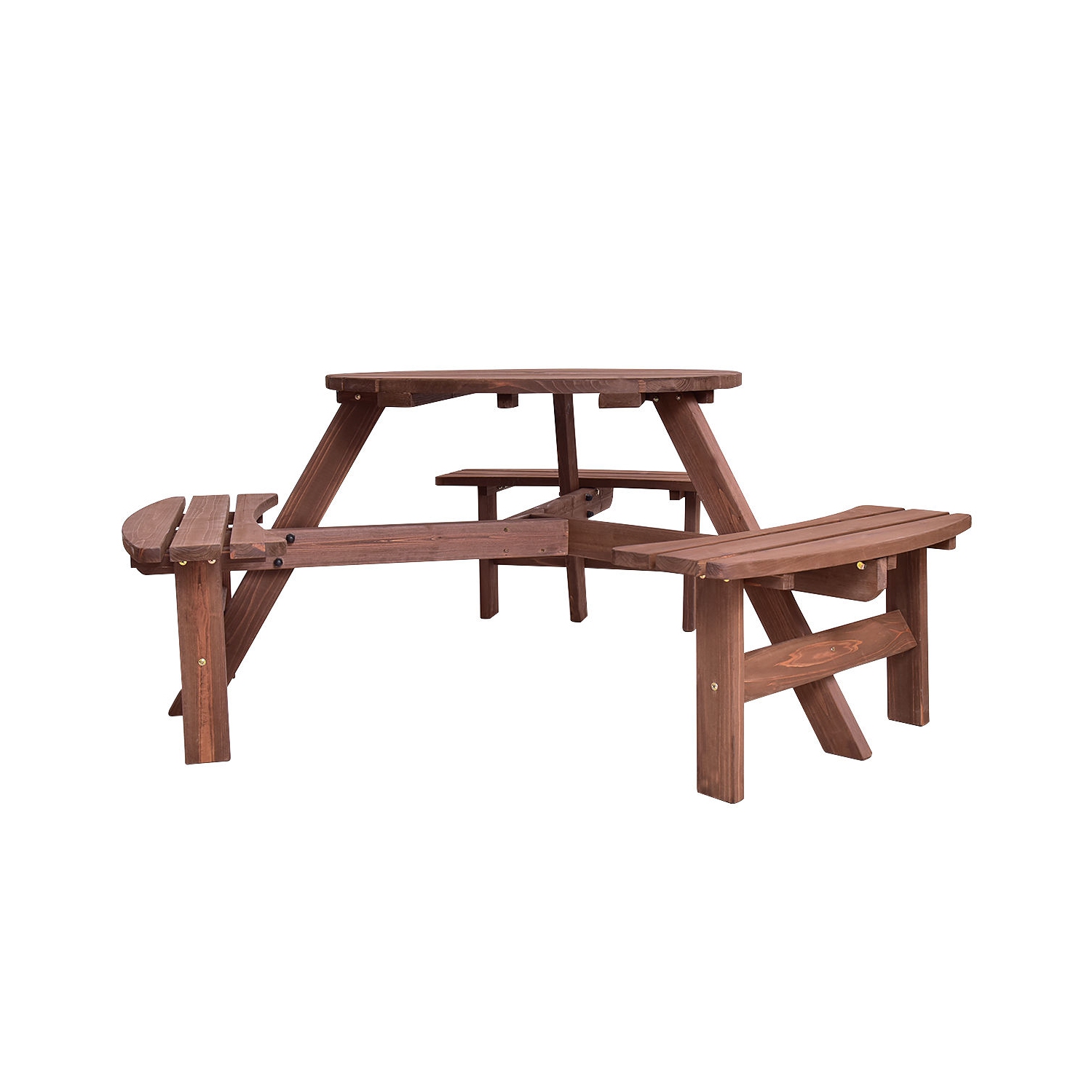 Costway 6 Person Outdoor Wood Picnic Table Beer Bench Set Pub Dining Seat Patio Garden
