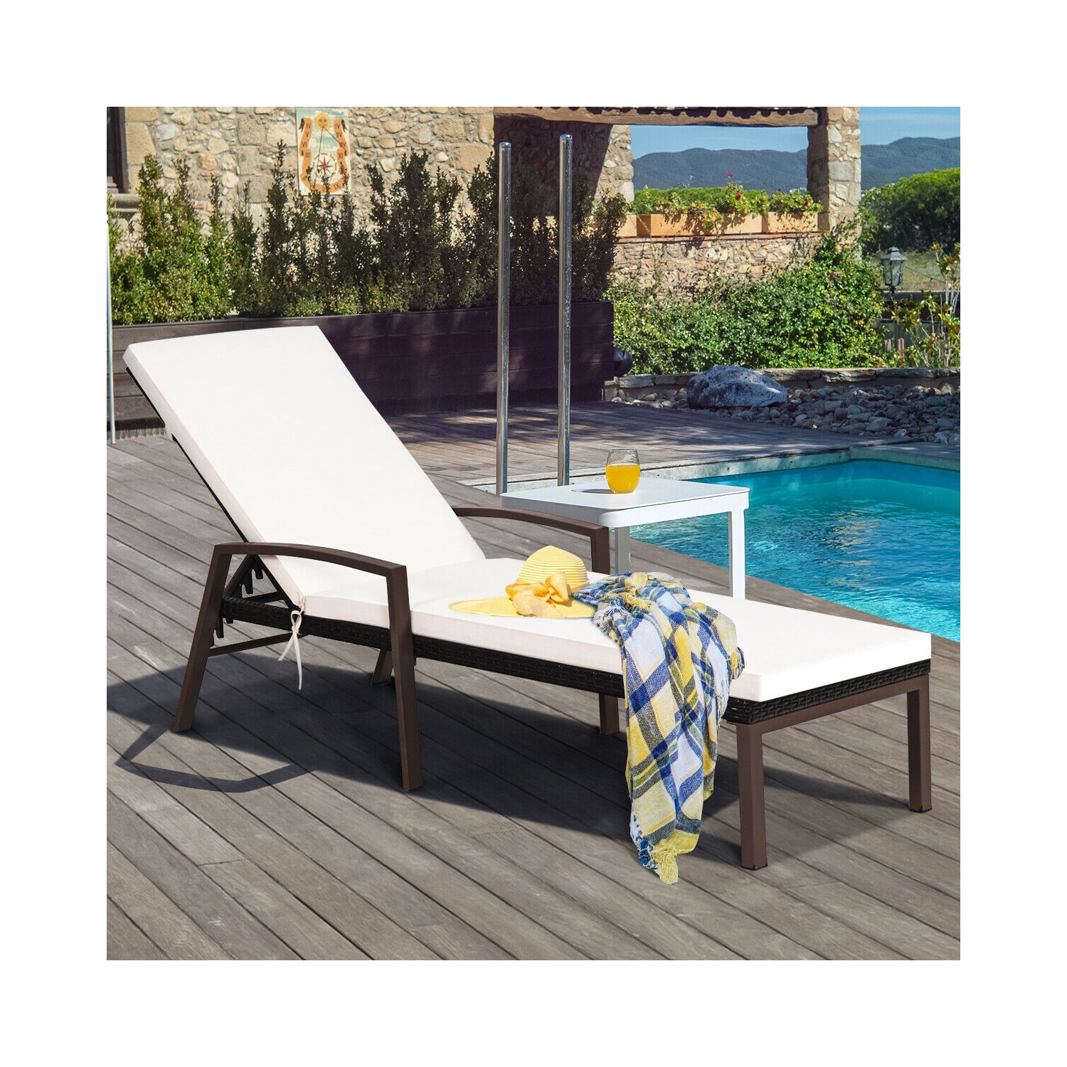 Chaise longue en rotin Costway – Lot de 2 pièces