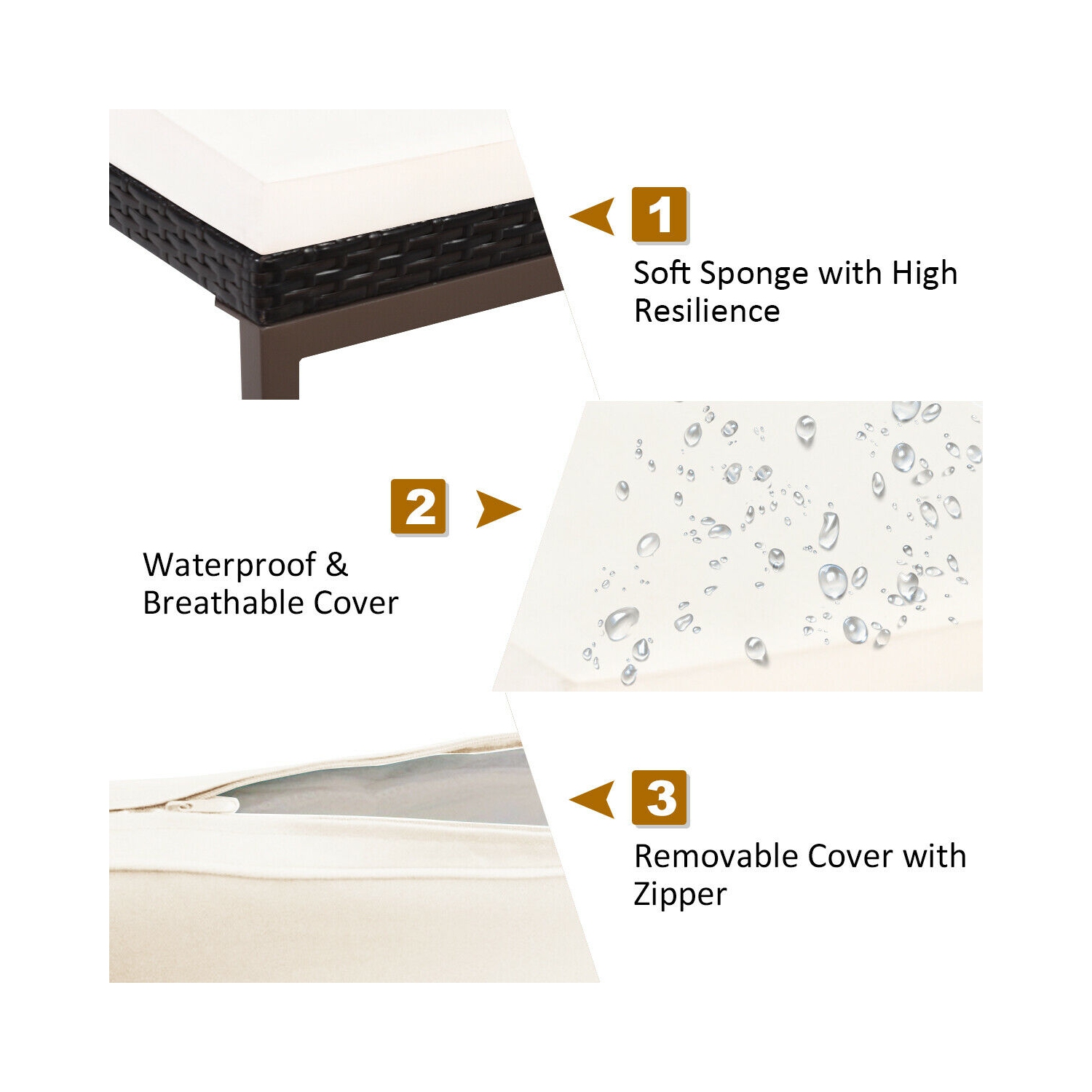 Chaise longue en rotin Costway – Lot de 2 pièces