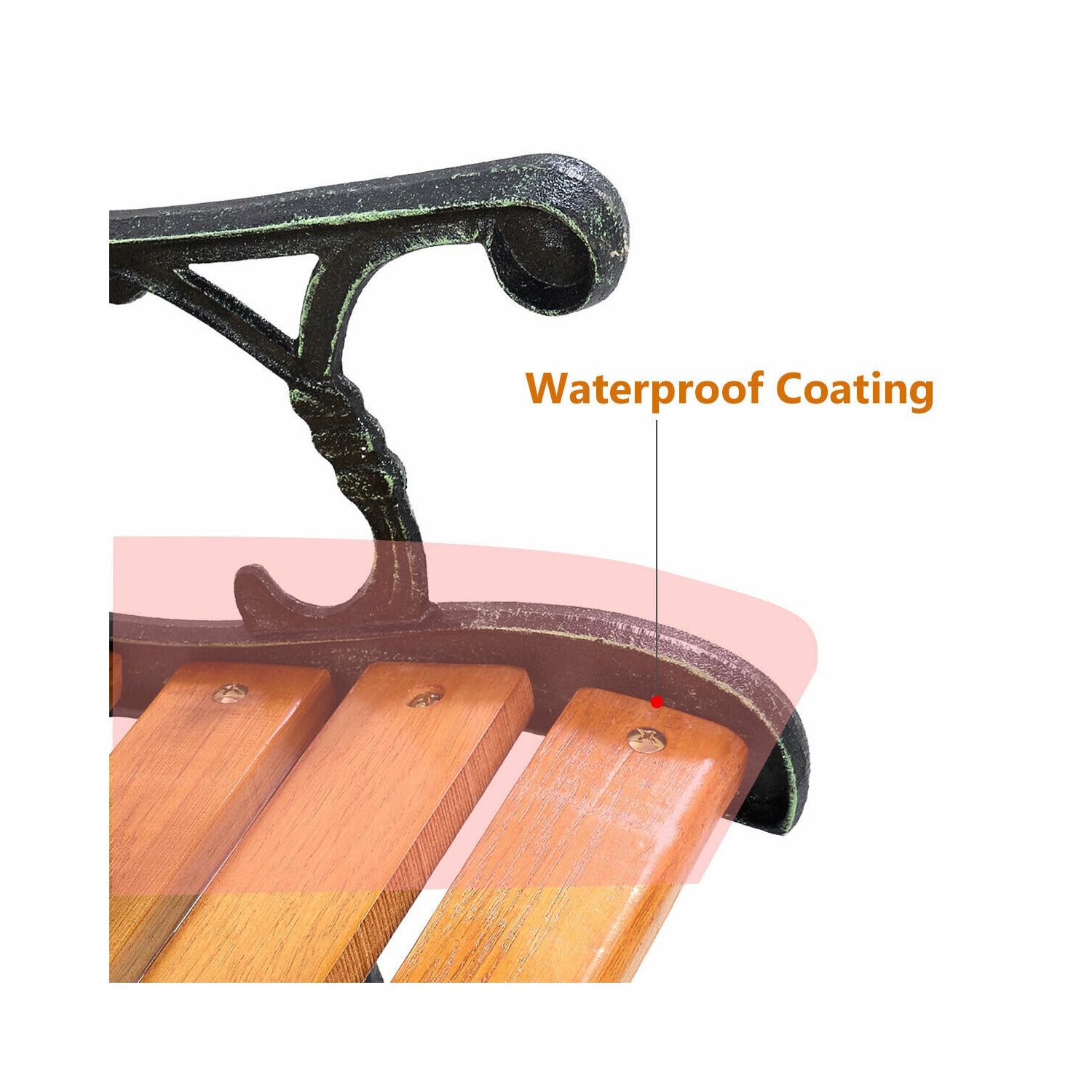 Patio Park Garden Bench Porch Path Chair Furniture Cast Iron Hardwood