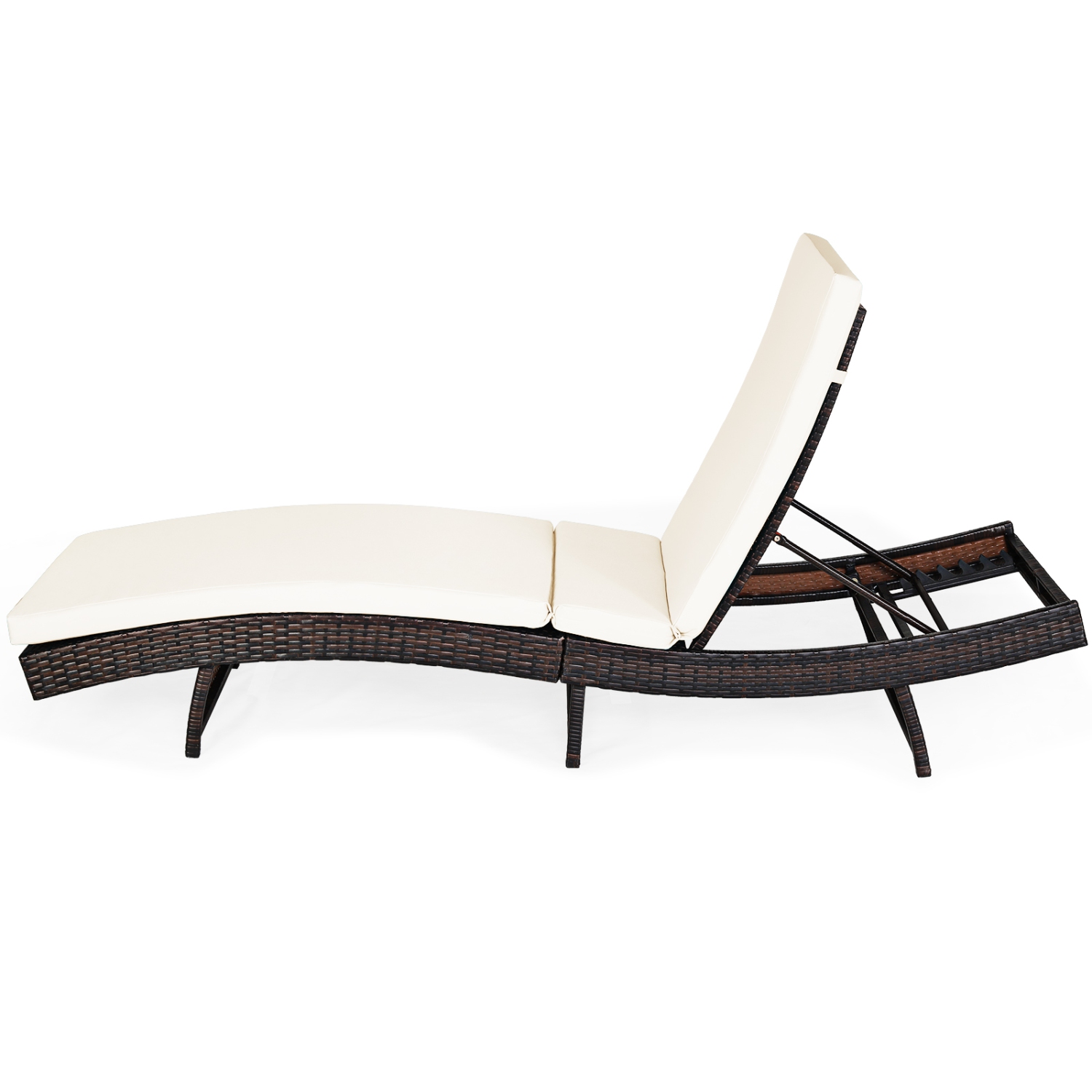 Costway 2-Piece Patio Garden Rattan Back Adjustable Lounge Chair Chaise Recliner with Cushions