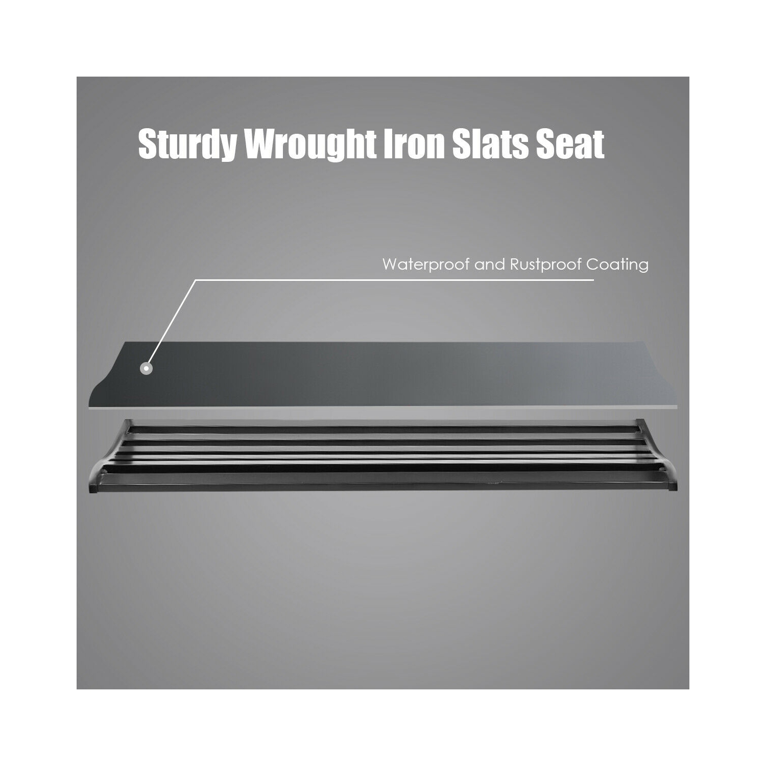 Costway 50" Patio Park Garden Bench Porch Chair Steel Frame Cast Iron Backrest