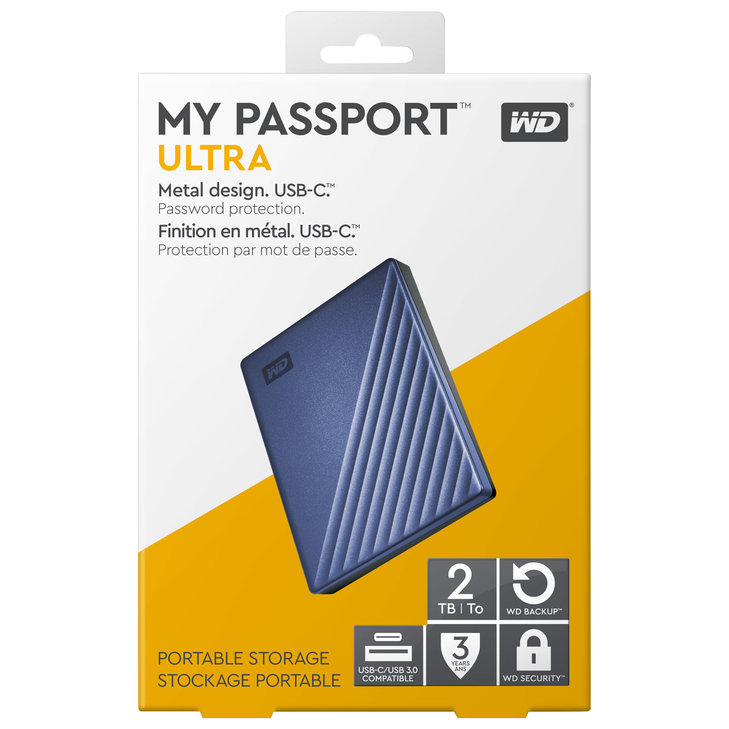 WD My Passport Ultra 2TB USB-C Portable External Hard Drive - Blue