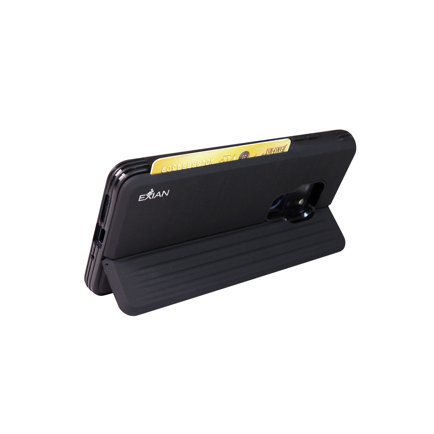 Exian Huawei Mate 20 Armored Case with Stand and Card Slot Black