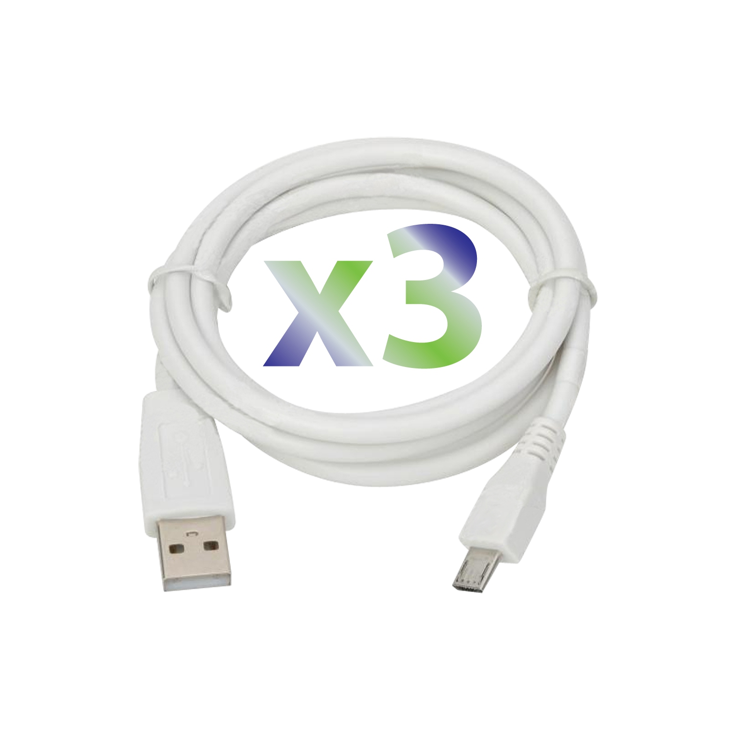 Exian Micro USB Thick Cable 1M White 3/PKG