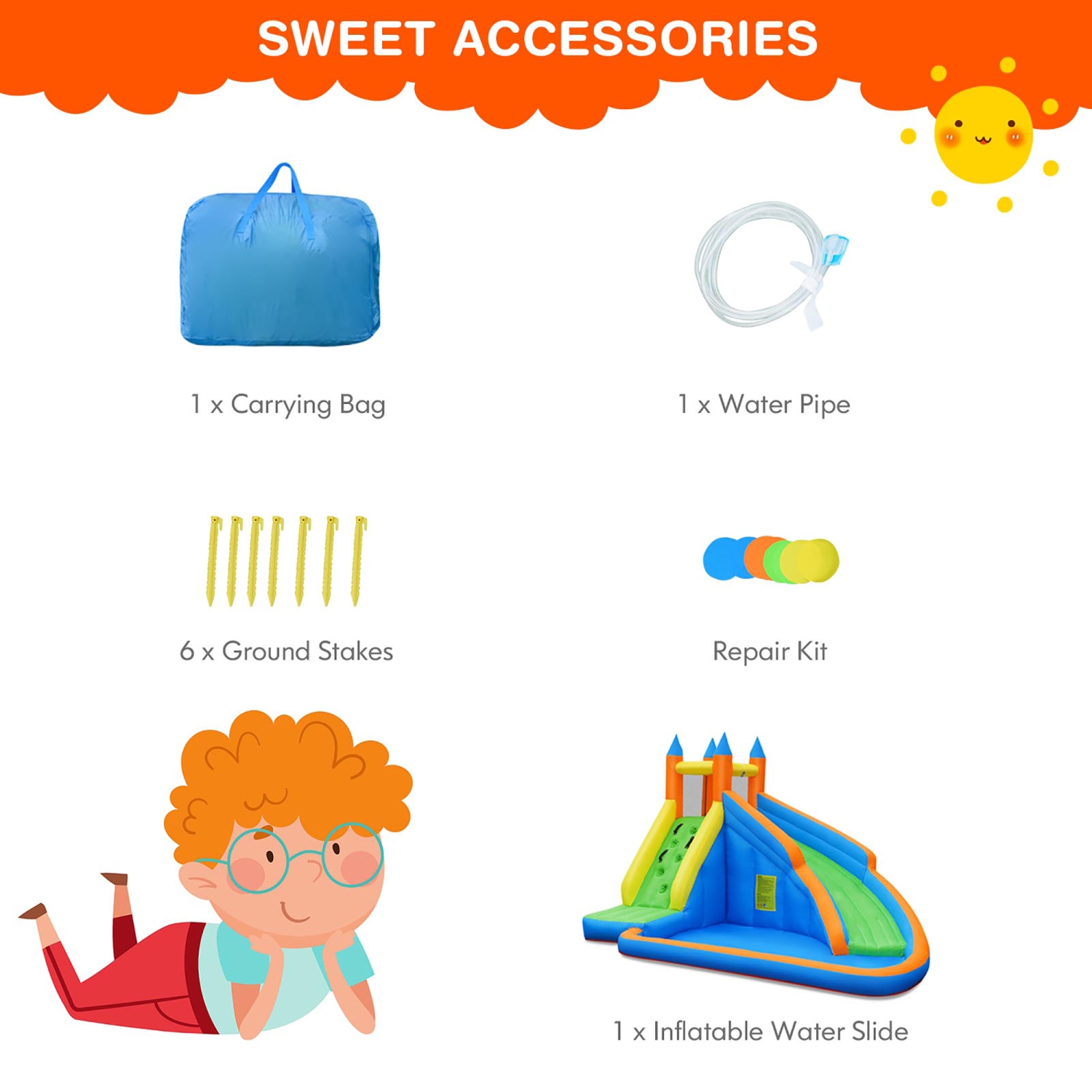 Costway Inflatable Water Slide Mighty Bounce House Jumper Castle Moonwalk Without Blower