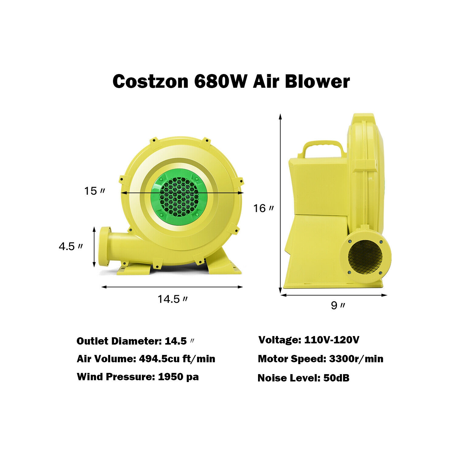 Gonfleur pour château gonflable Costway 735 Watts 1 CV