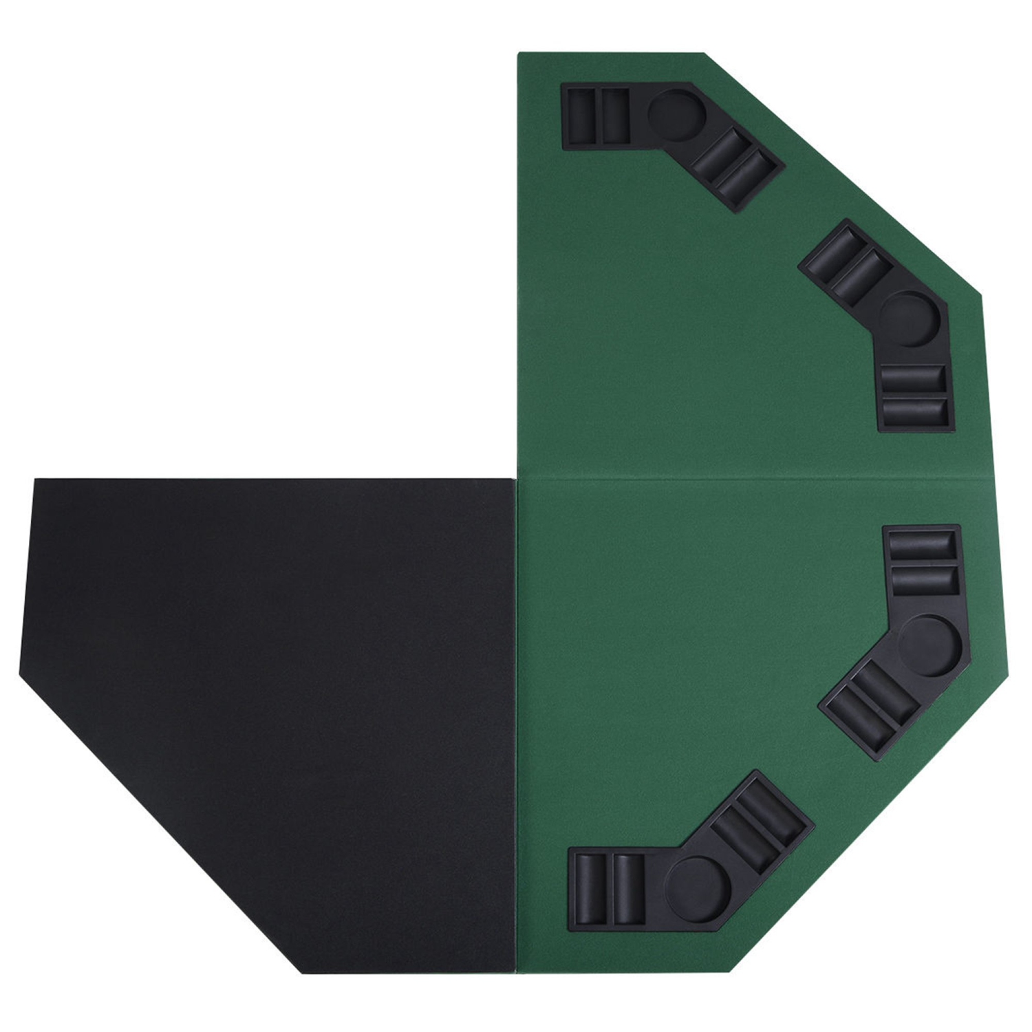 48" Green Octagon 8 Player Four Fold Folding Poker Table Top & Carrying Case 