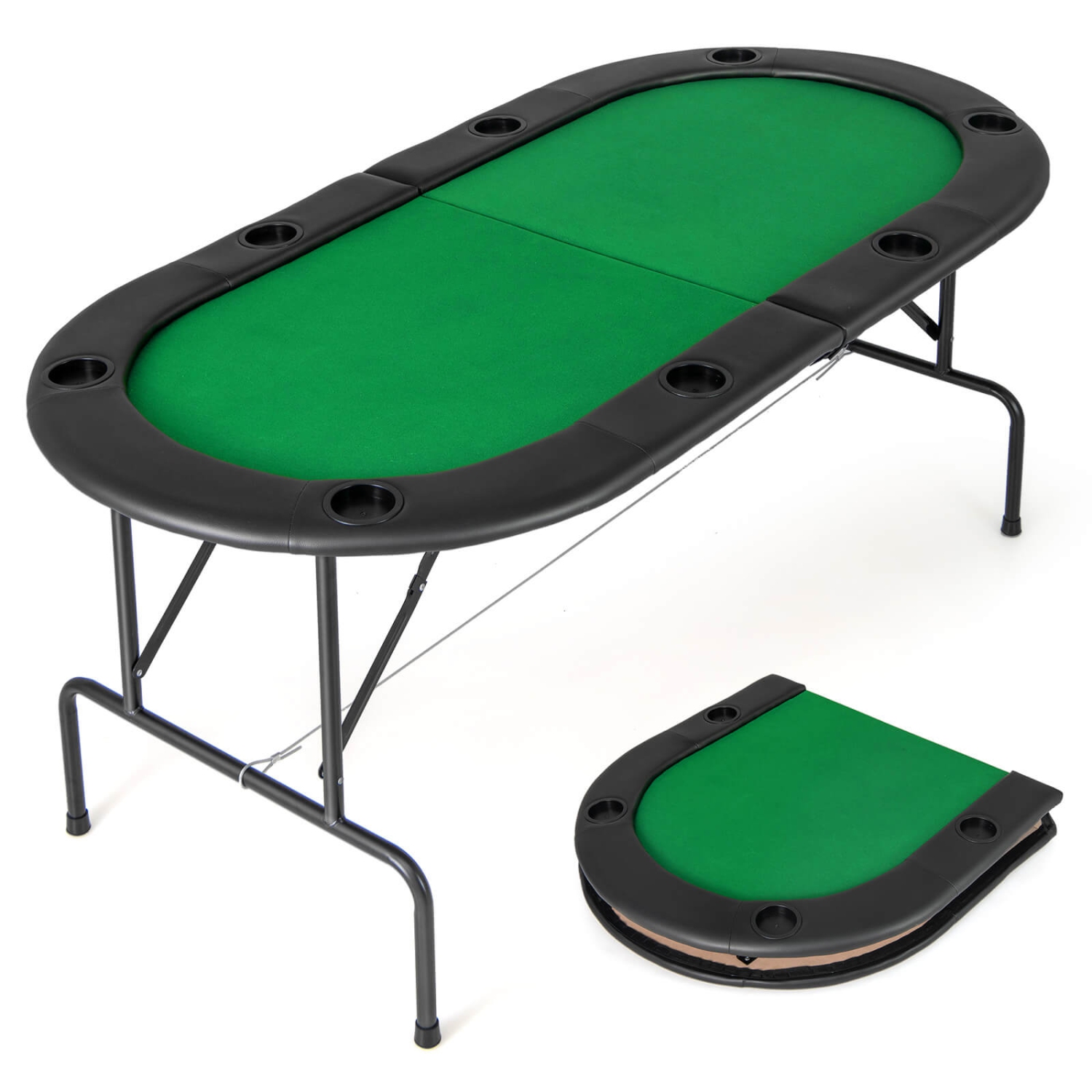 Table de poker 8 Players de Costway avec 8 porte-gobelets et accoudoirs confortables, surface lisse en feutre