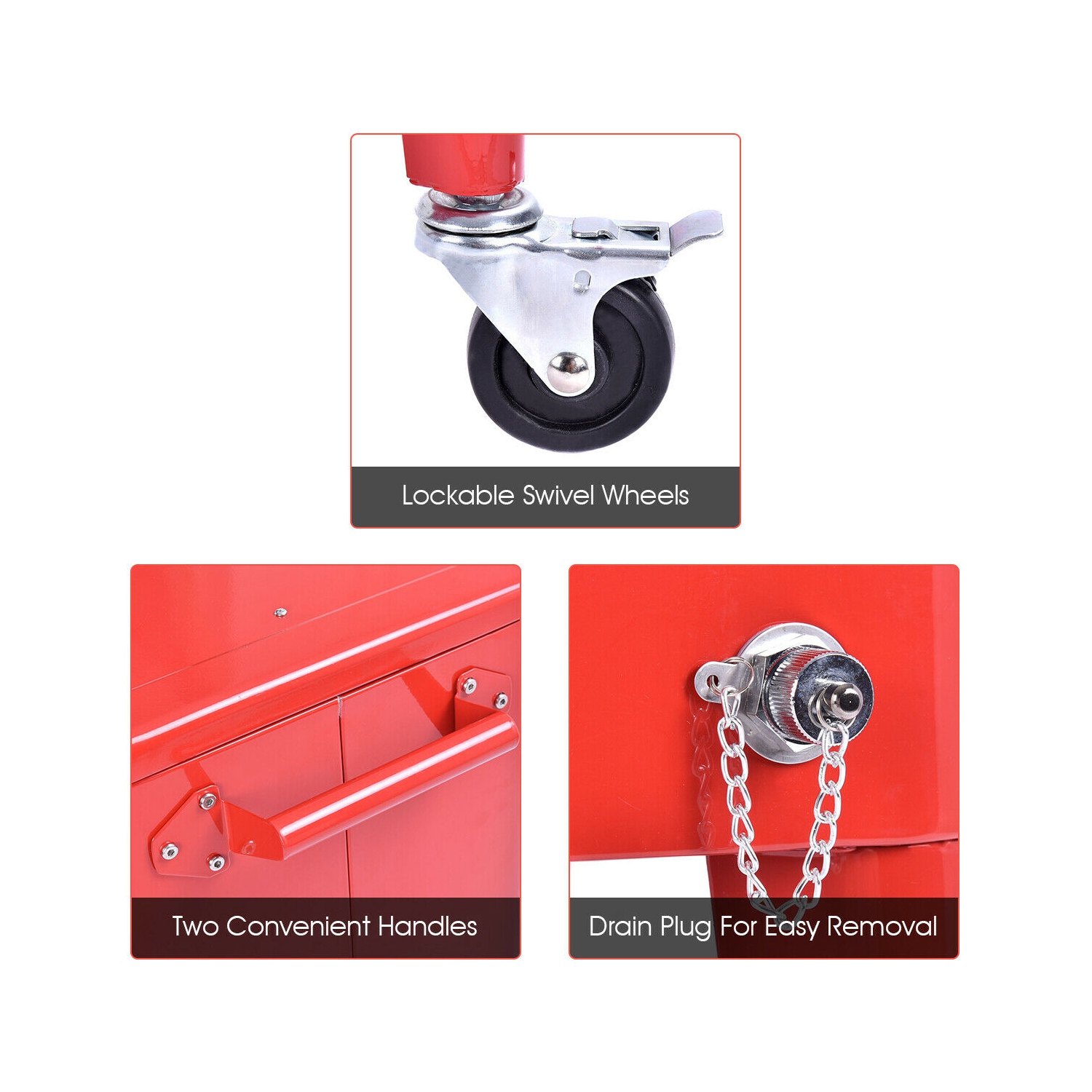 Costway Red Outdoor Patio 80 Quart Cooler Cart Ice Beer Beverage Chest Party Portable