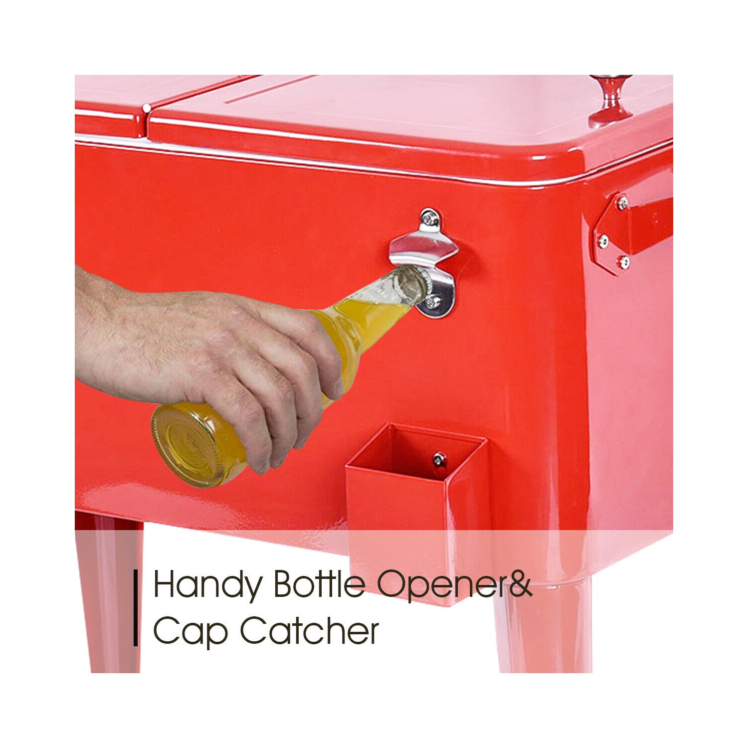 Costway Red Outdoor Patio 80 Quart Cooler Cart Ice Beer Beverage Chest Party Portable