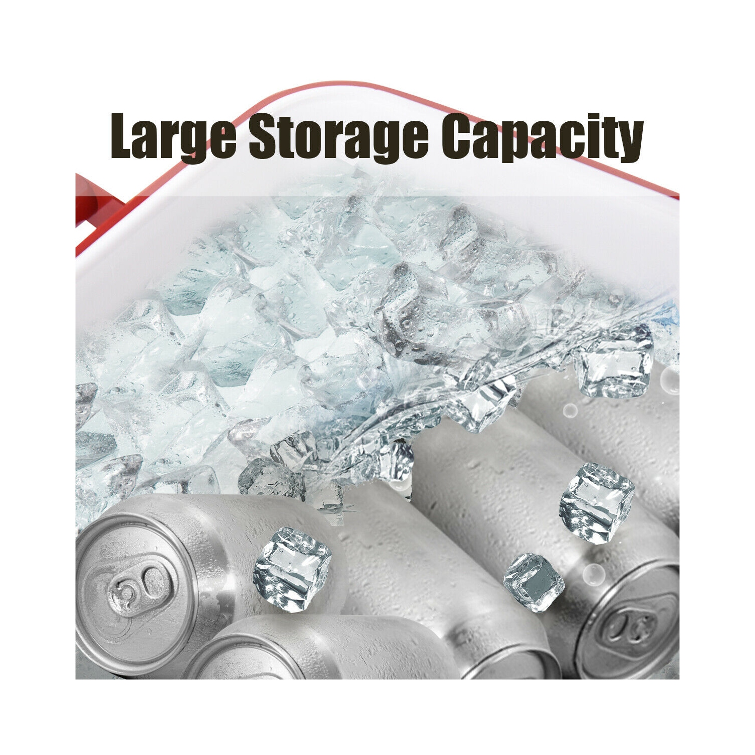 Costway Red Outdoor Patio 80 Quart Cooler Cart Ice Beer Beverage Chest Party Portable