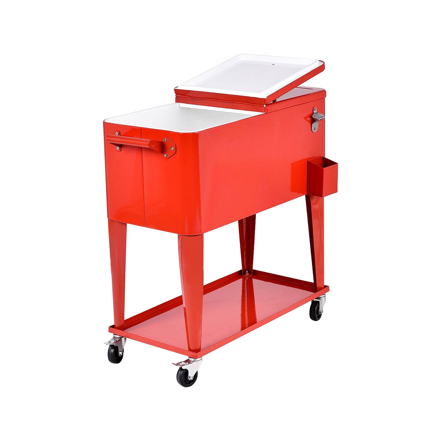 Costway 80-quart Cooler Beer Cart Outdoor Entertaining Rolling Party Steel Bar Bistro