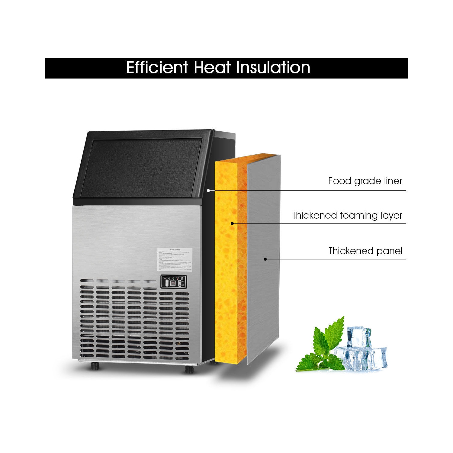 Costway Built-In Stainless Steel Commercial 110Lbs/24H Ice Maker Portable Ice Machine