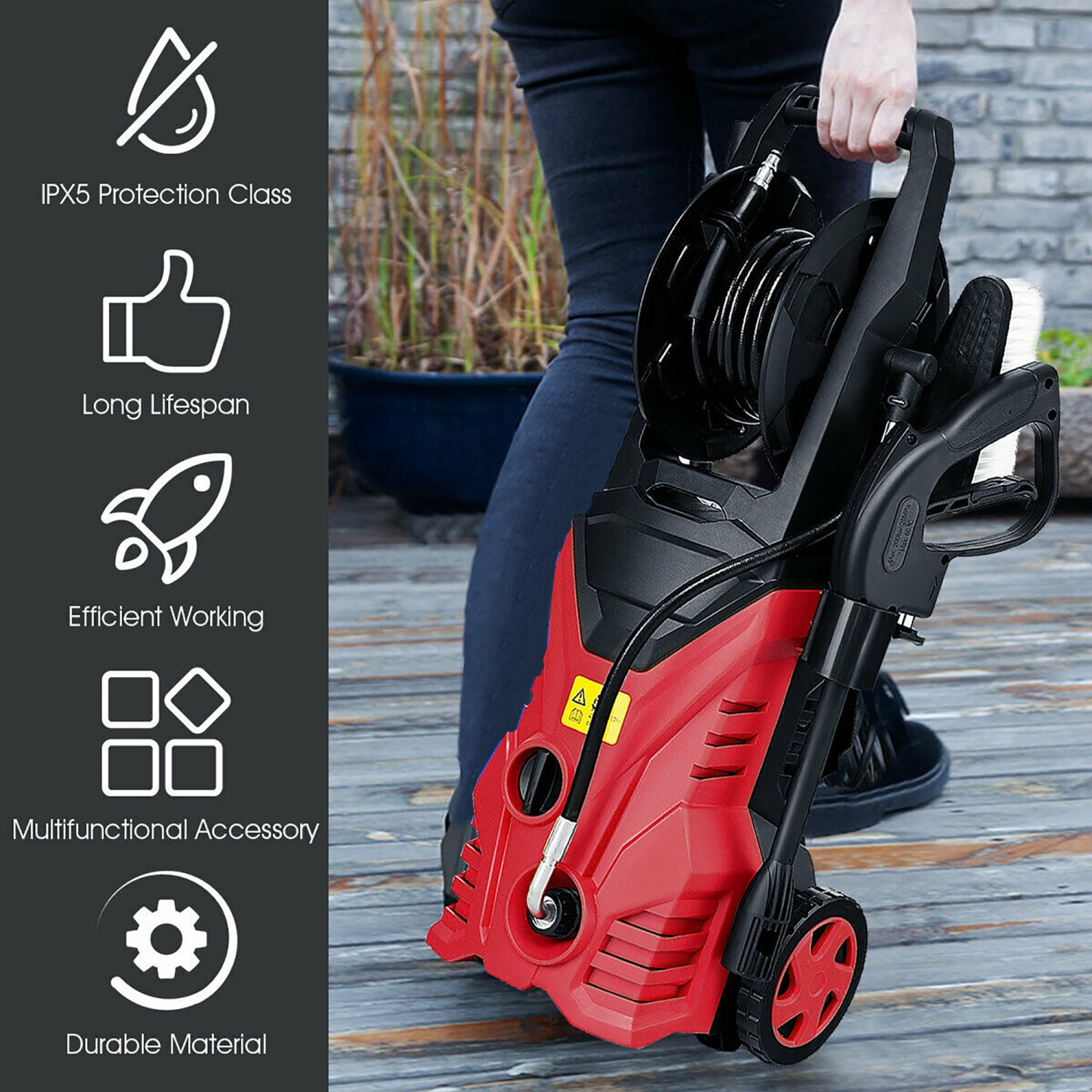 Costway 2030PSI Electric Pressure Washer Cleaner 1.7 GPM 1800W W/ Hose Reel
