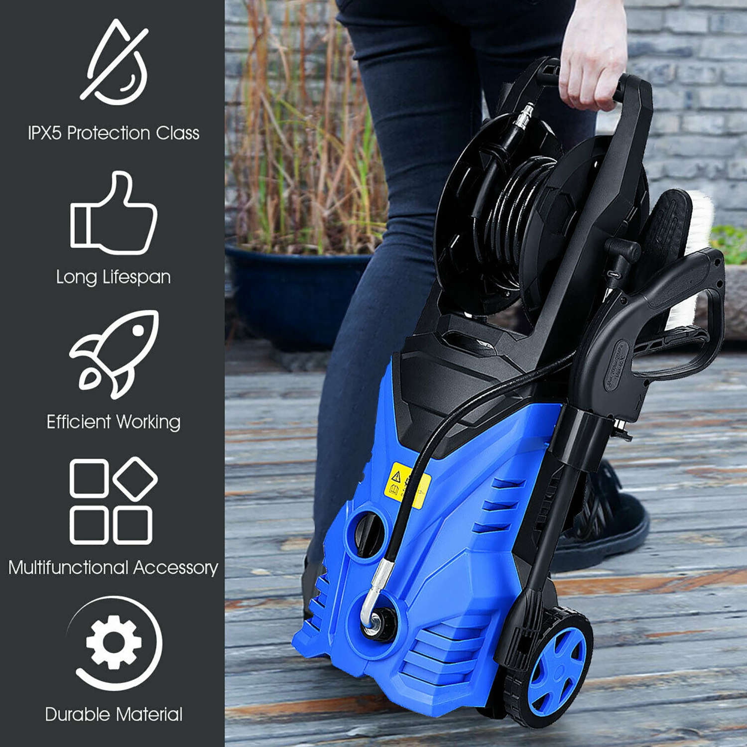 2030PSI Electric Pressure Washer Cleaner 1.7 GPM 1800W W/ Hose Reel