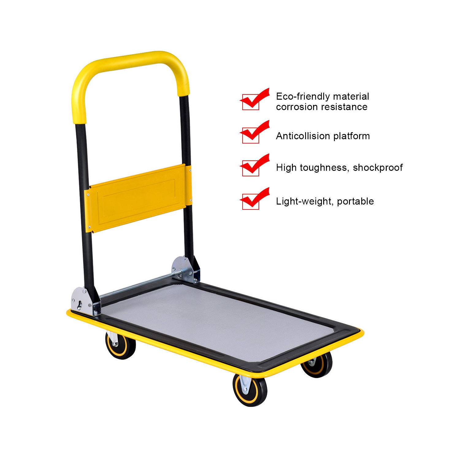 330lbs Folding Platform Cart Dolly Push Hand Truck Moving Warehouse Foldable