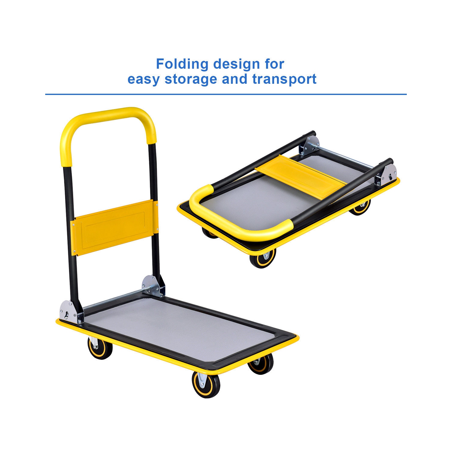 330lbs Folding Platform Cart Dolly Push Hand Truck Moving Warehouse Foldable