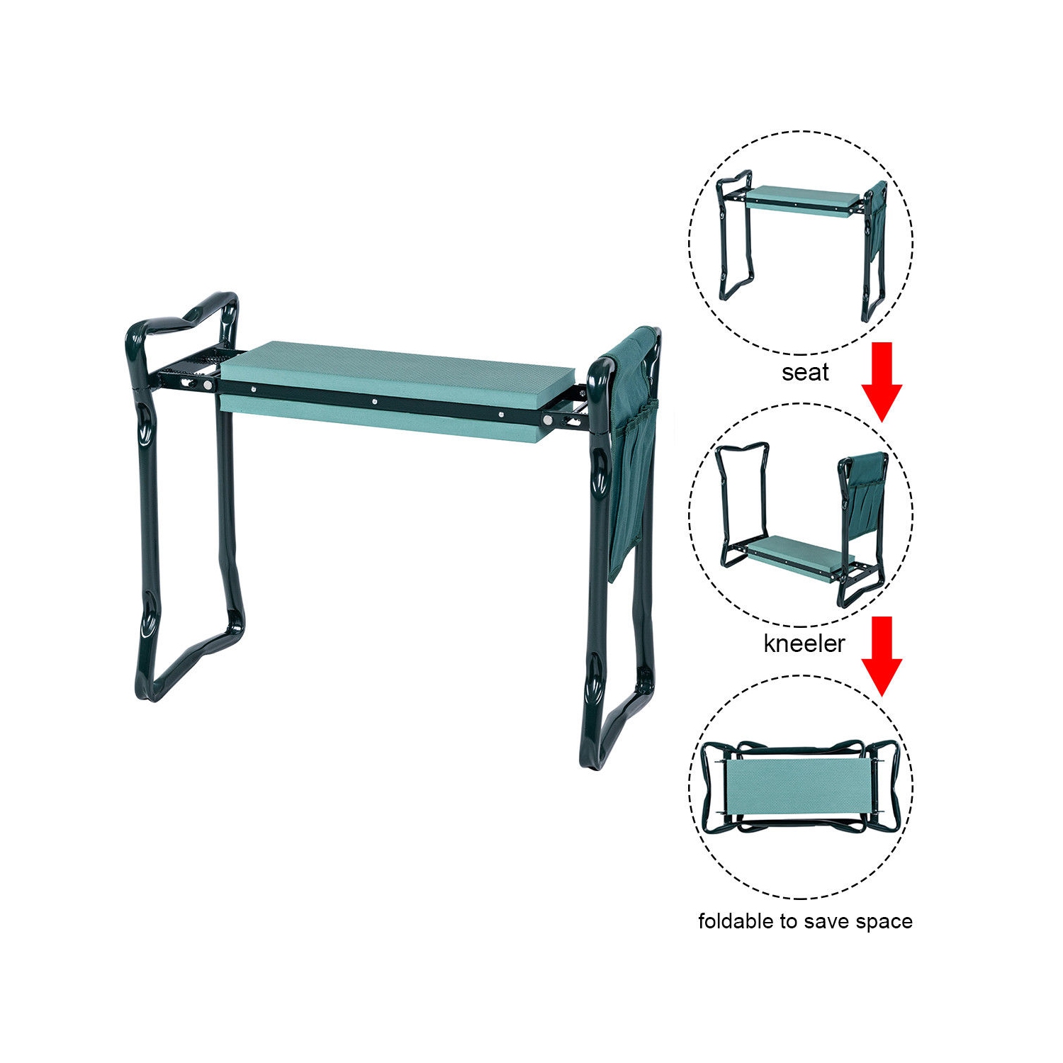 Support de genoux de jardinage robuste et pliable de Costway pour siège de jardin