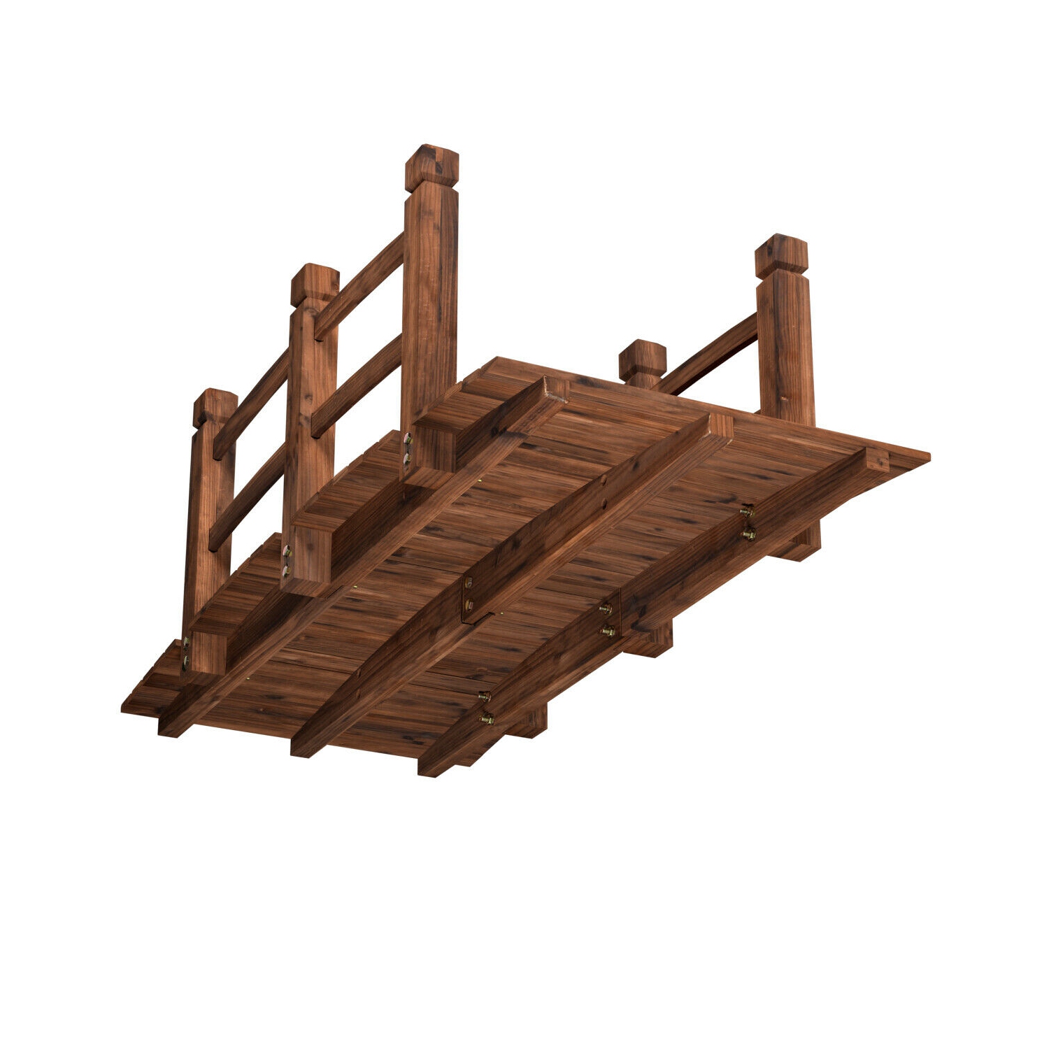 Arche décorative en bois massif pour étang de jardin avec pont en bois massif, 5 pi, fini teinté