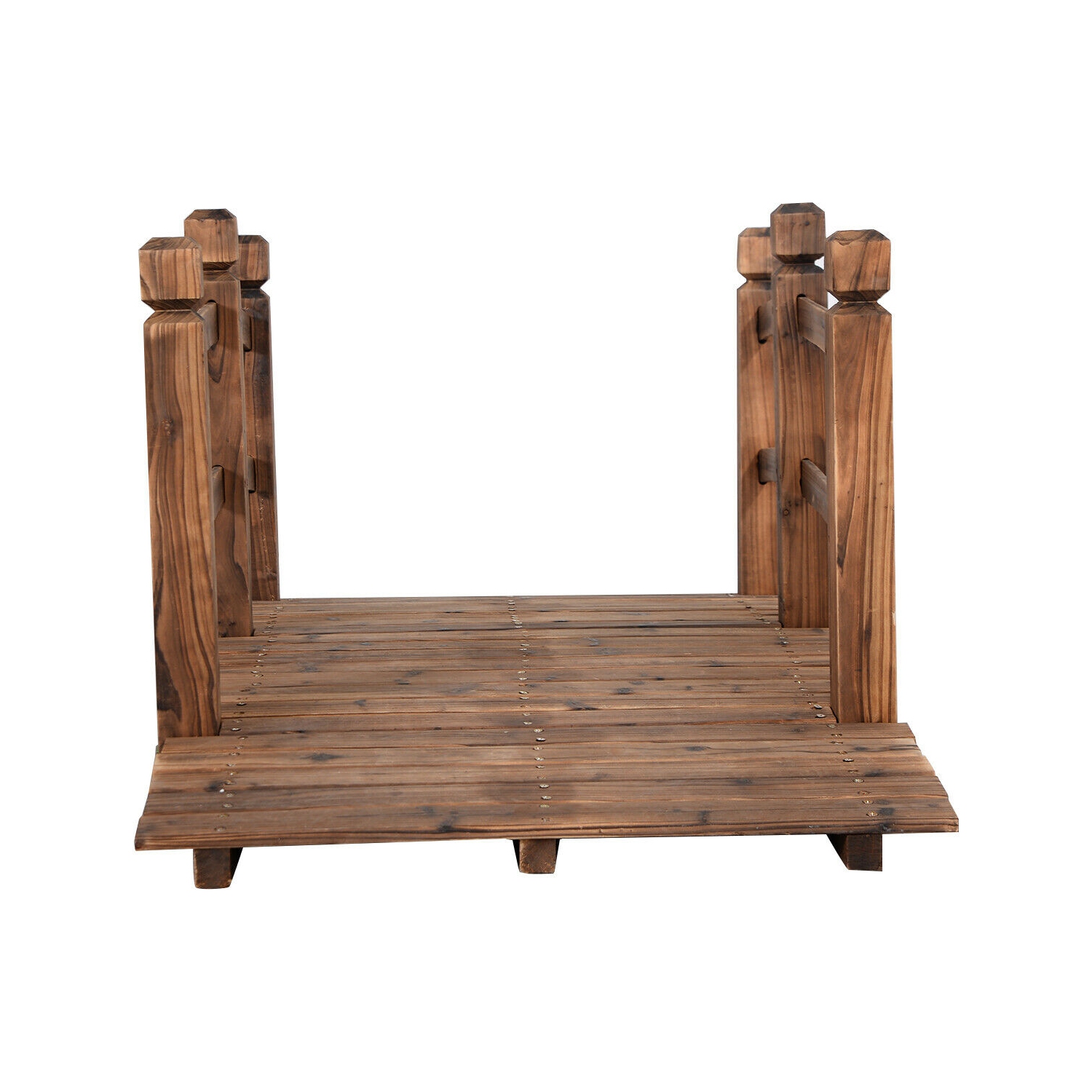 Arche décorative en bois massif pour étang de jardin avec pont en bois massif, 5 pi, fini teinté