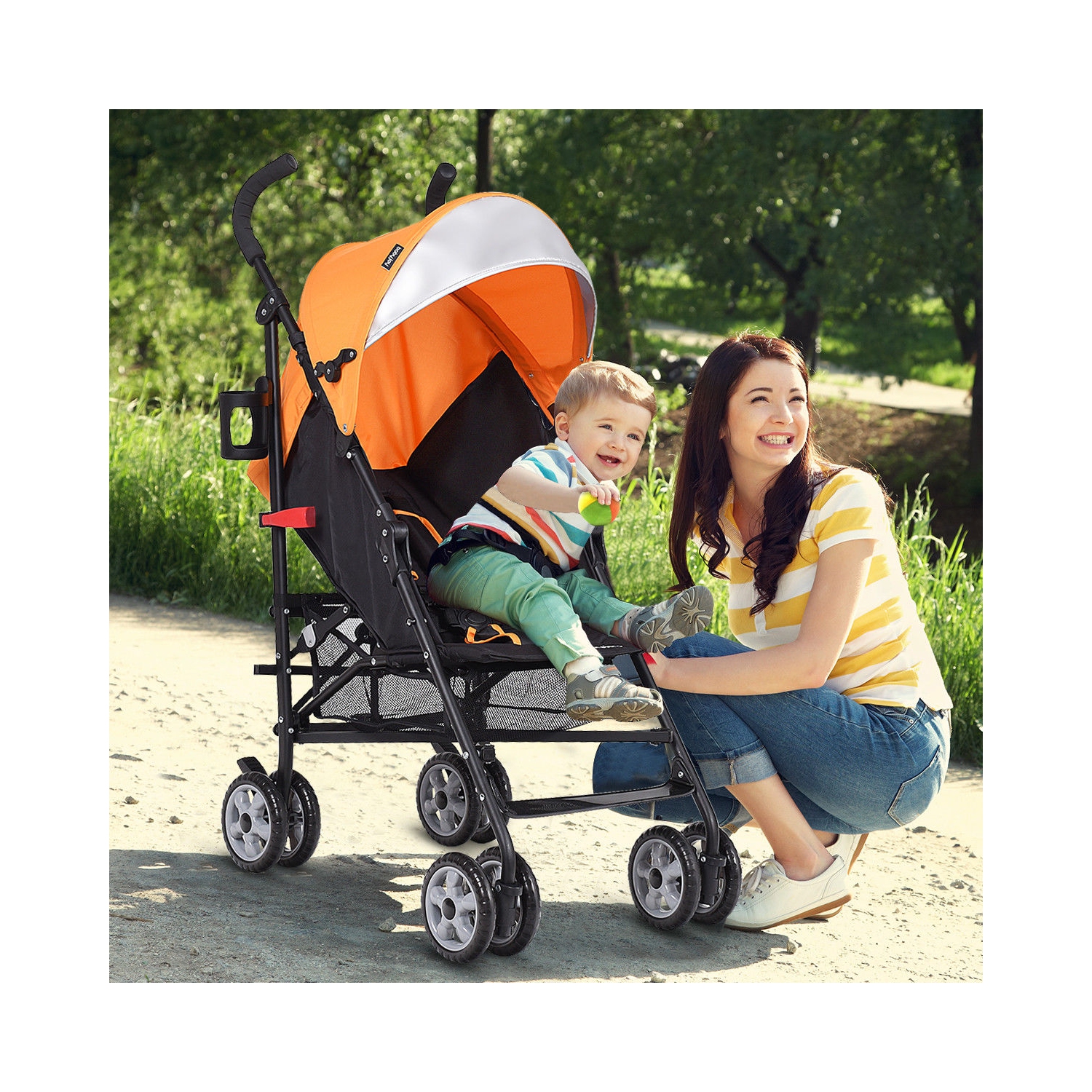 Folding Lightweight Baby Toddler Umbrella Travel Stroller w/ Storage Basket