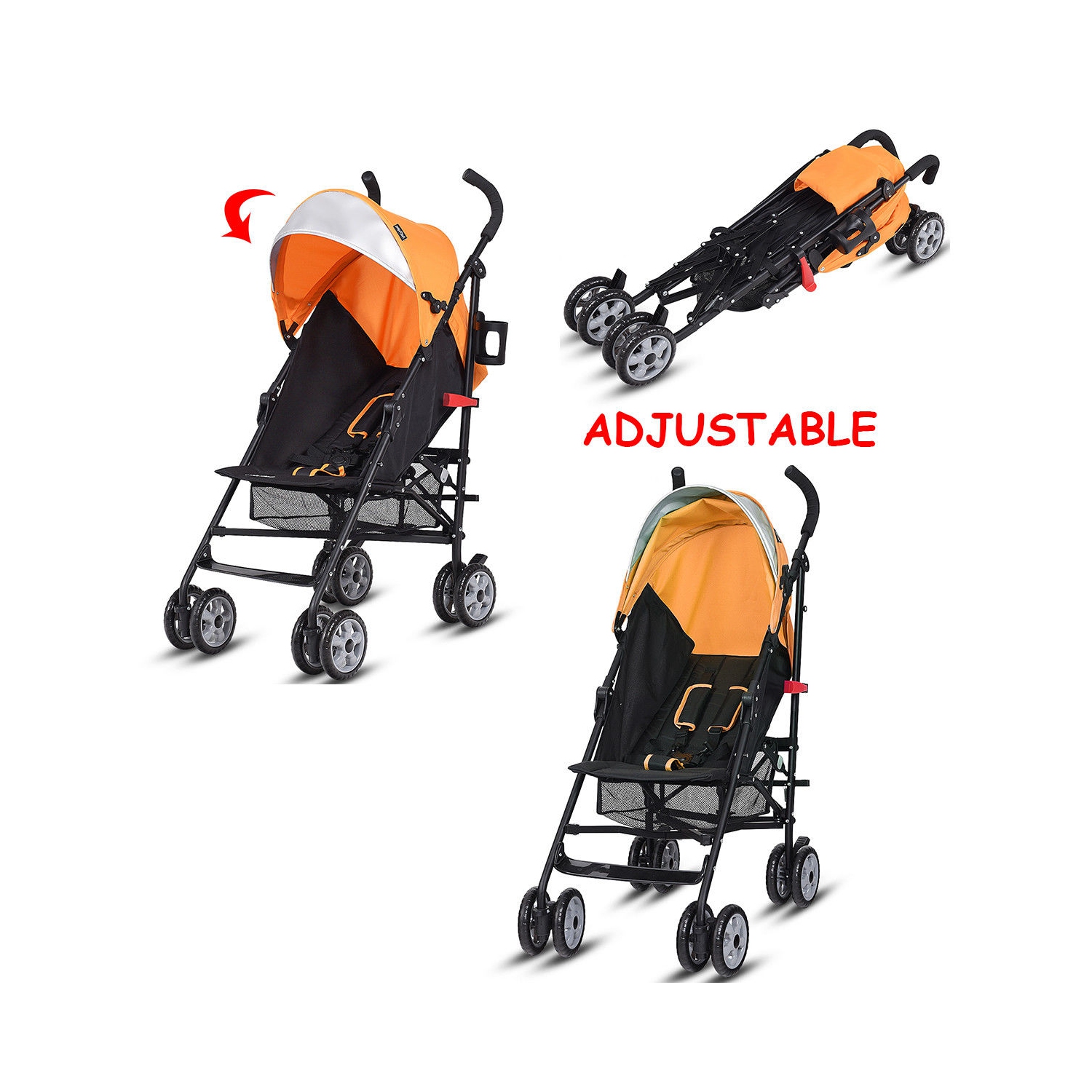 Folding Lightweight Baby Toddler Umbrella Travel Stroller w/ Storage Basket