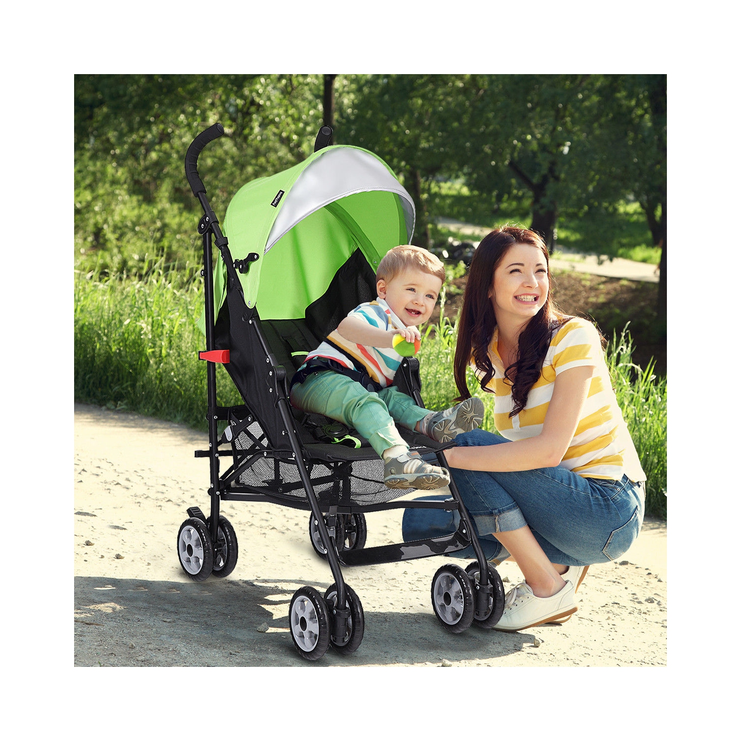 Costway Lightweight Baby Toddler Umbrella Travel Stroller w/ Storage Basket