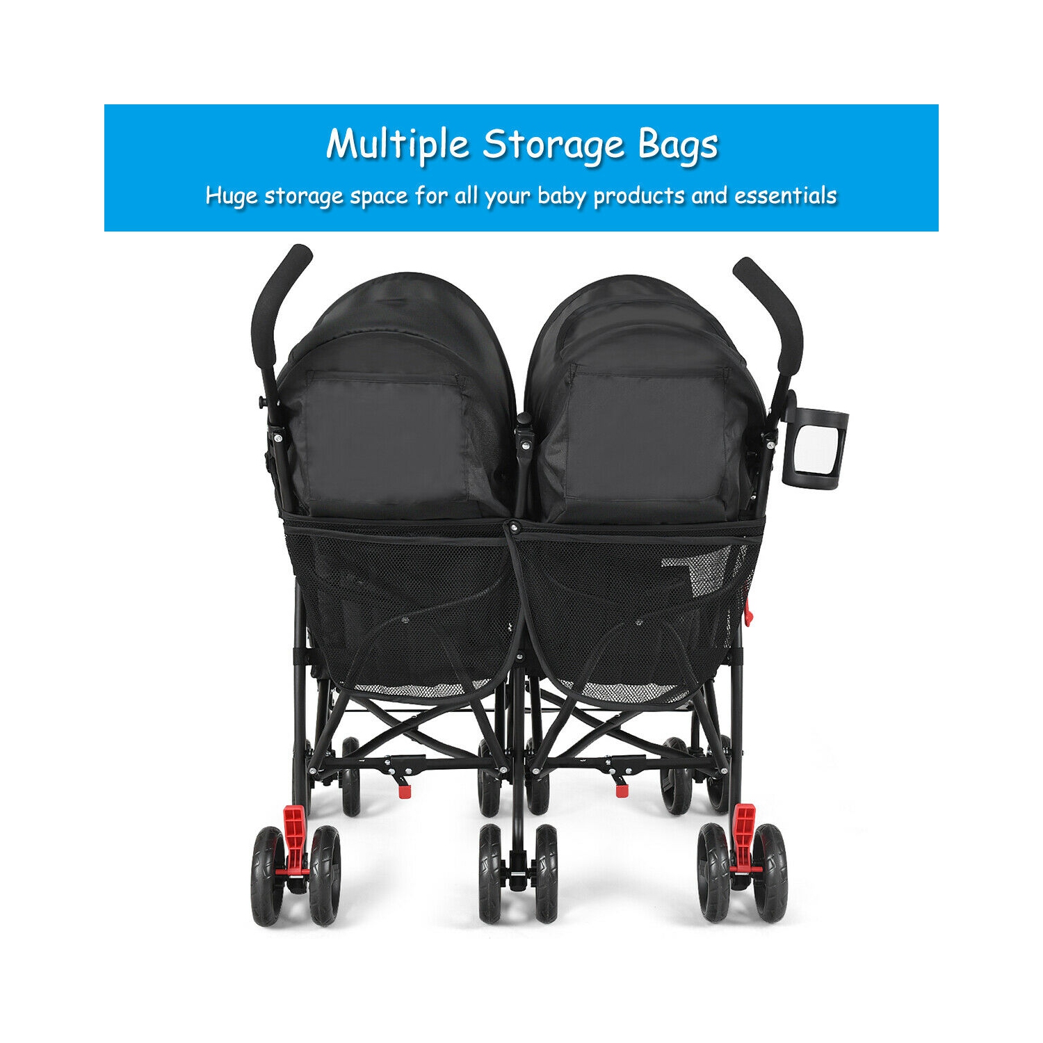 Foldable Twin Baby Double Stroller Kids Ultralight Umbrella Stroller Pushchair