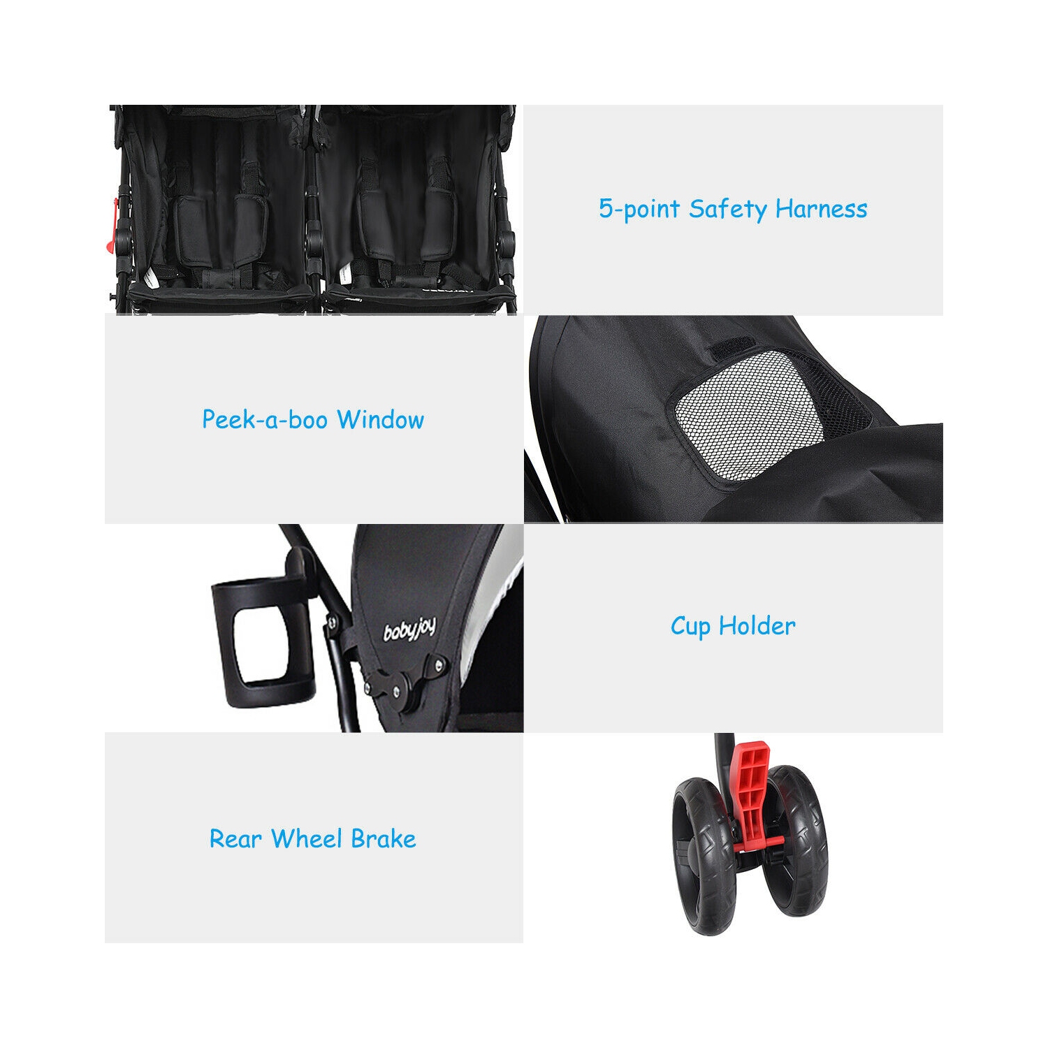 Foldable Twin Baby Double Stroller Kids Ultralight Umbrella Stroller Pushchair