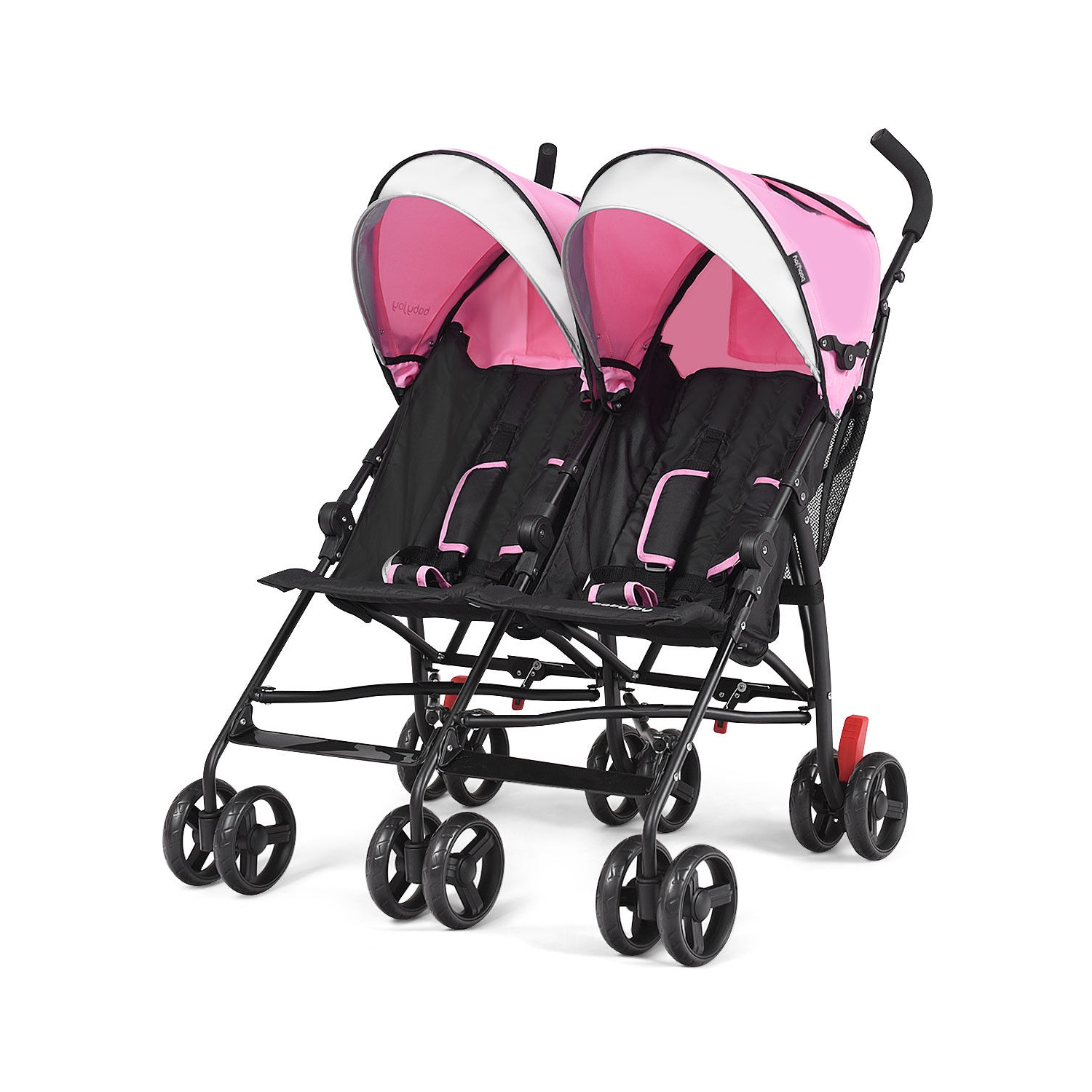 Twin Baby Double Stroller Kids Ultralight Umbrella Stroller Pushchair Pink