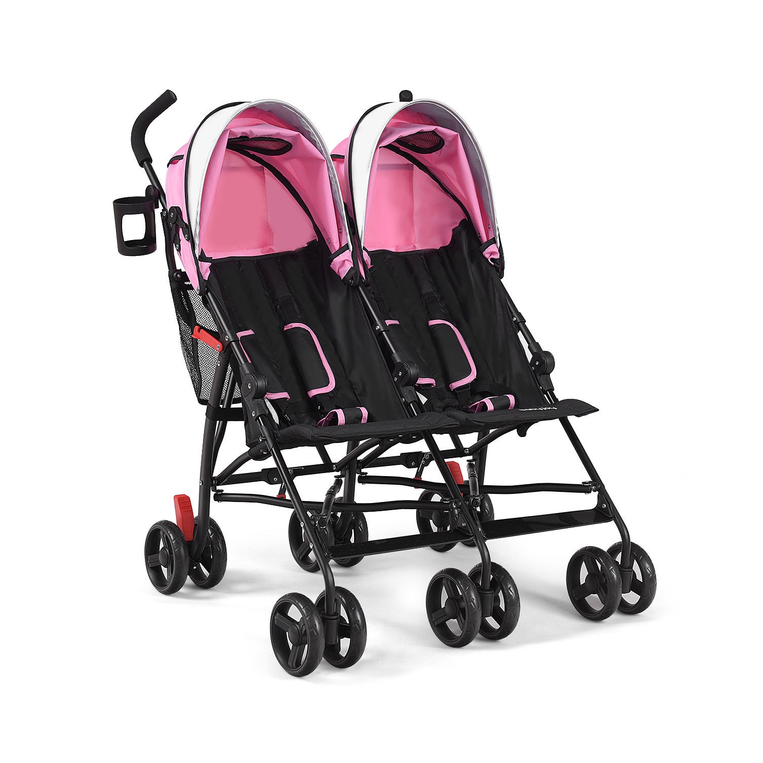 Twin Baby Double Stroller Kids Ultralight Umbrella Stroller Pushchair Pink