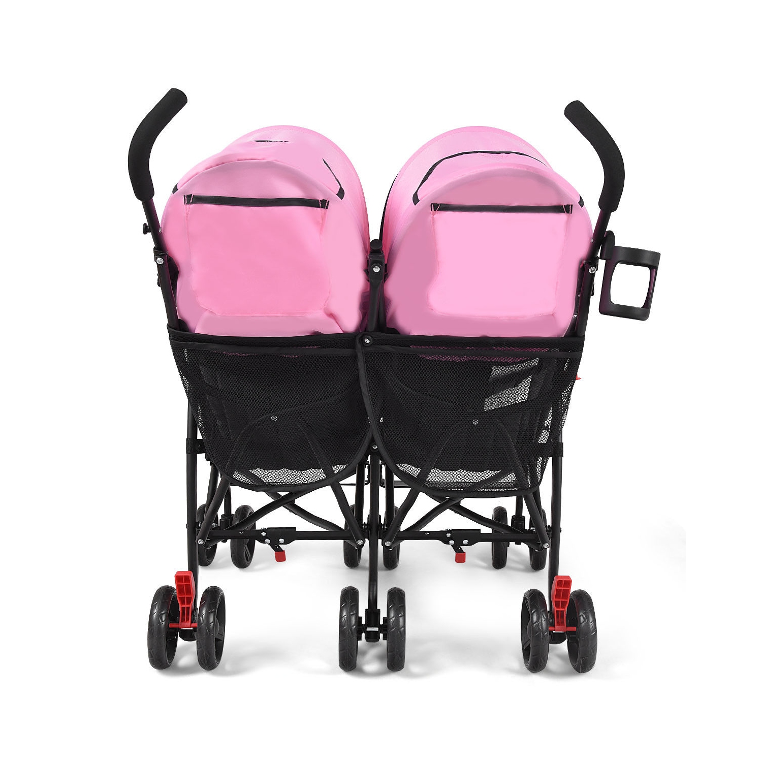 Twin Baby Double Stroller Kids Ultralight Umbrella Stroller Pushchair Pink