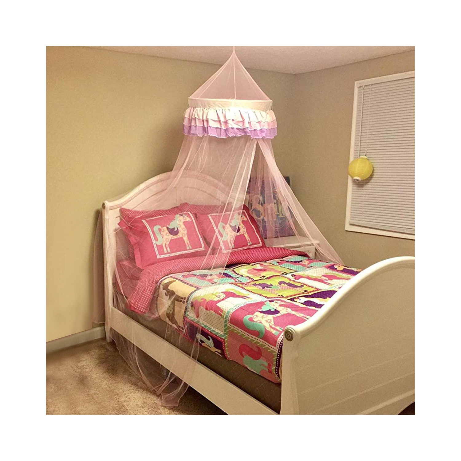 Elegant Lace Bed Mosquito Netting Mesh Canopy Princess Round Dome Bedding Net