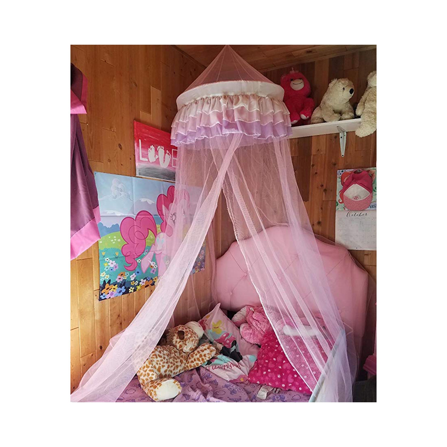 Elegant Lace Bed Mosquito Netting Mesh Canopy Princess Round Dome Bedding Net