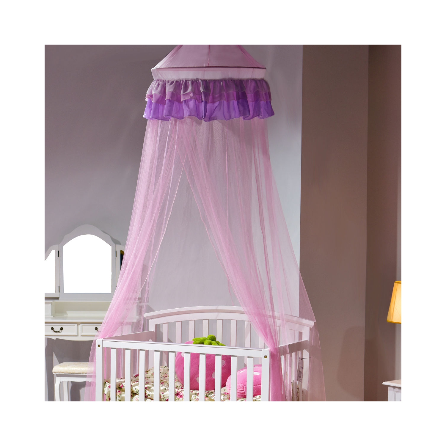 Elegant Lace Bed Mosquito Netting Mesh Canopy Princess Round Dome Bedding Net