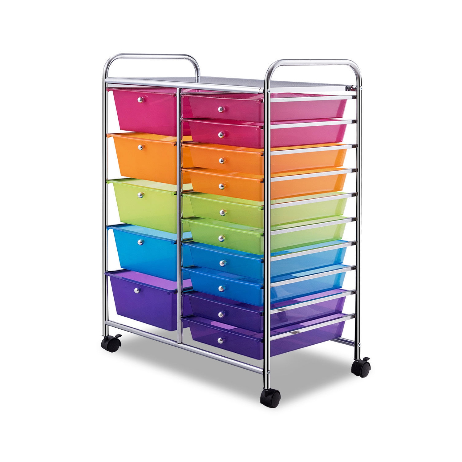 15 Drawer Rolling Storage Cart Tools Scrapbook Paper Office School Organizer