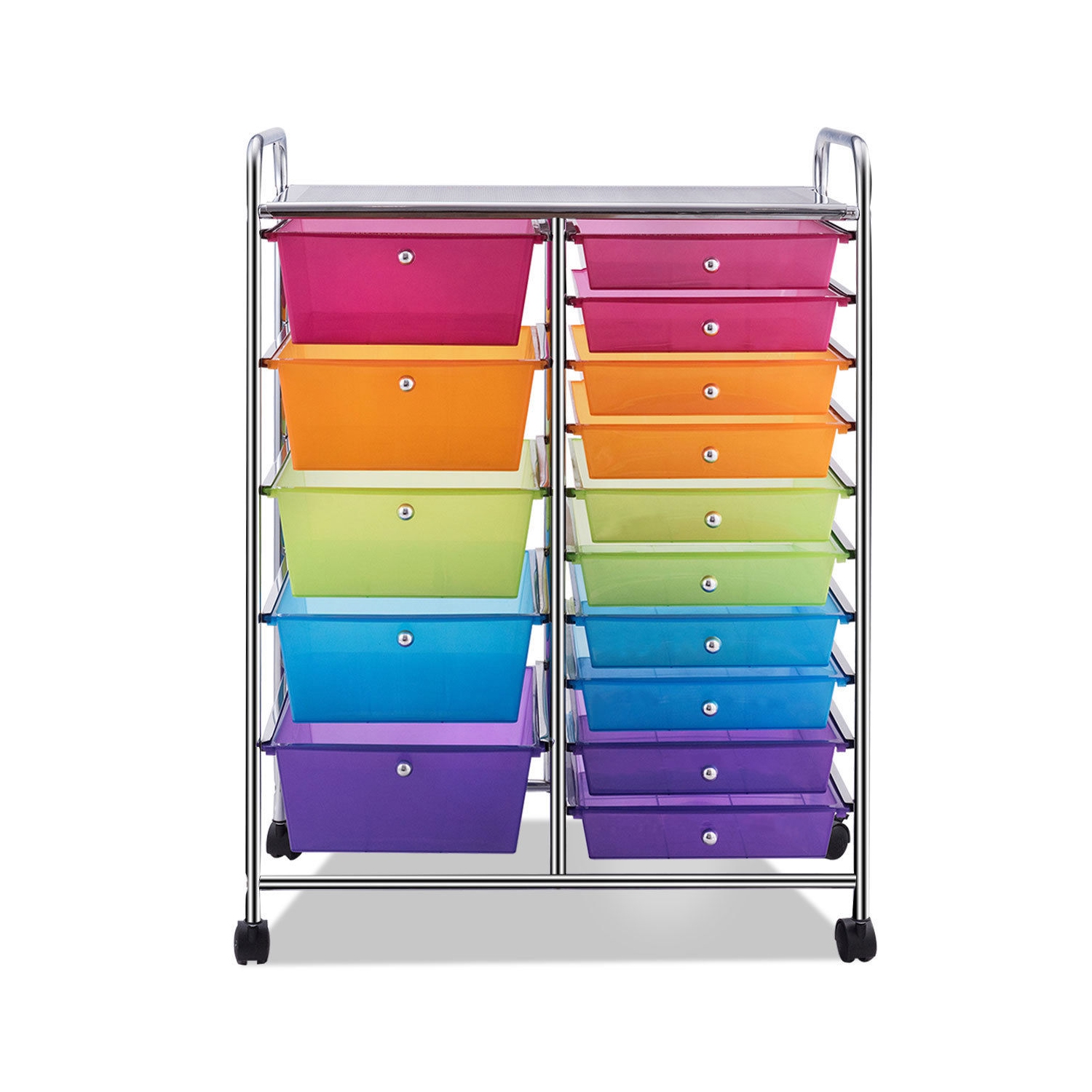 15 Drawer Rolling Storage Cart Tools Scrapbook Paper Office School Organizer