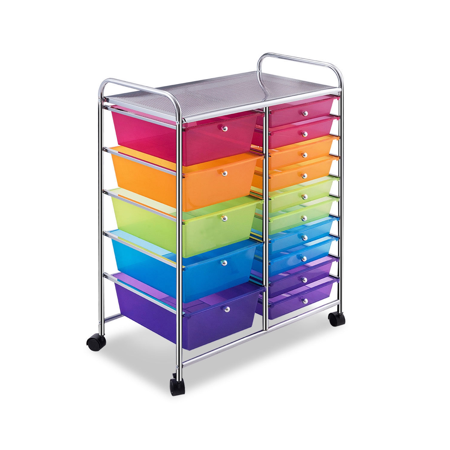 15 Drawer Rolling Storage Cart Tools Scrapbook Paper Office School Organizer