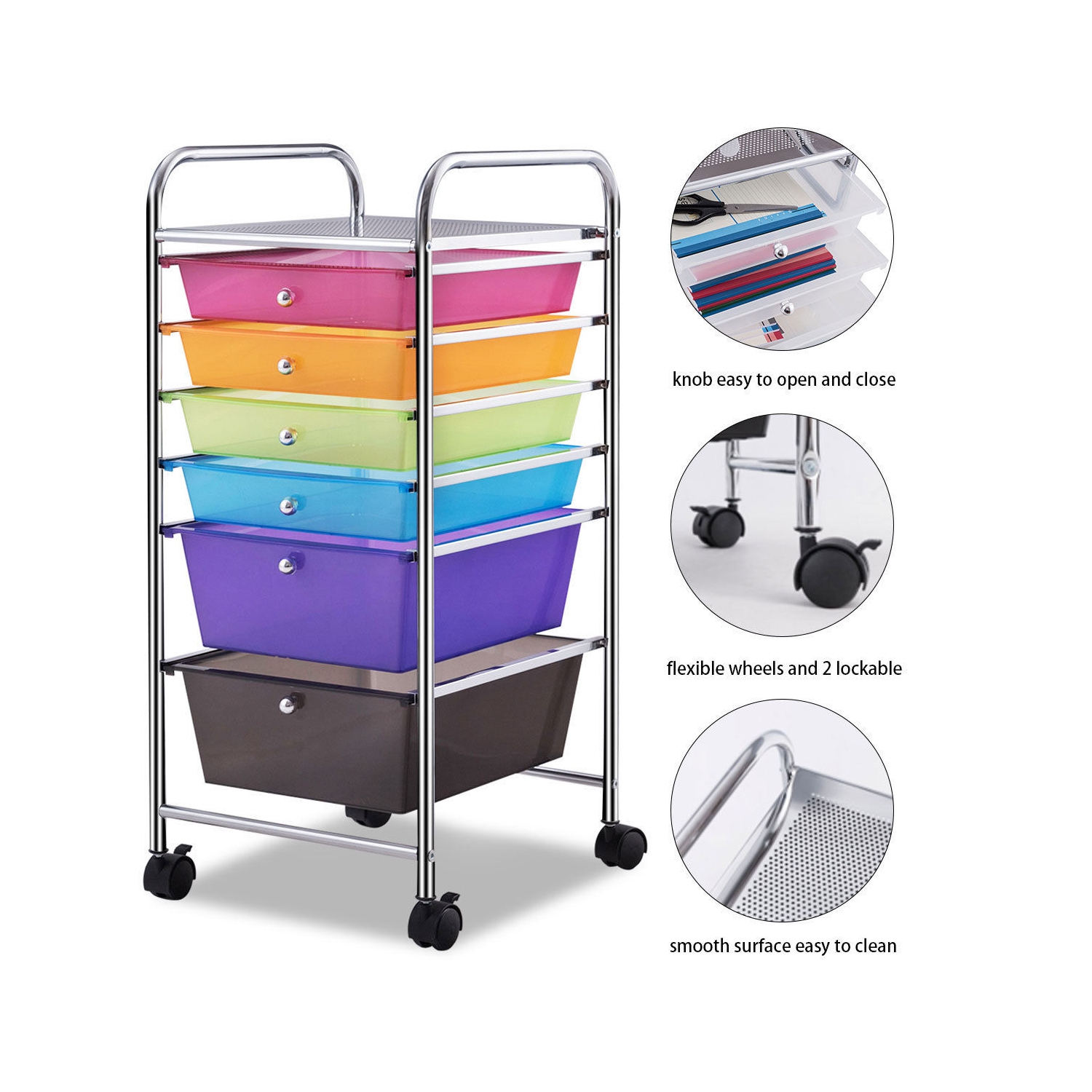 6 Drawer Rolling Storage Cart Tool Organizer Scrapbook Paper Office School