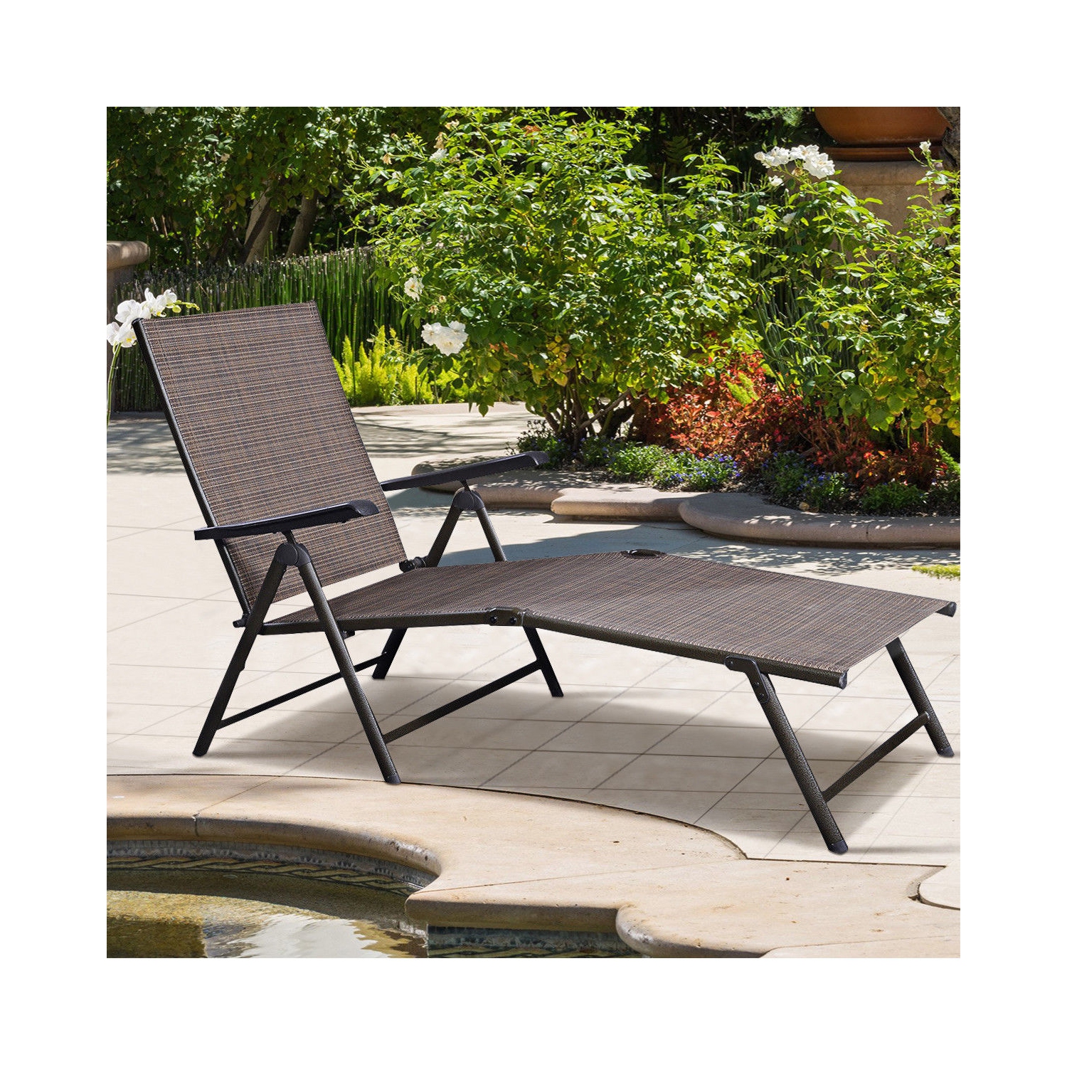 Chaise longue inclinable pour piscine de Costway, meubles de patio d'extérieur réglables