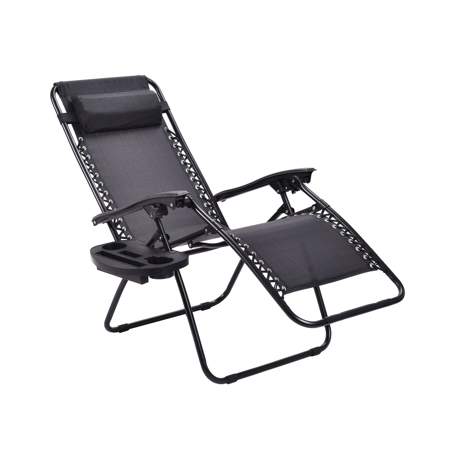 Lot de 2 chaises longues avec porte-gobelets