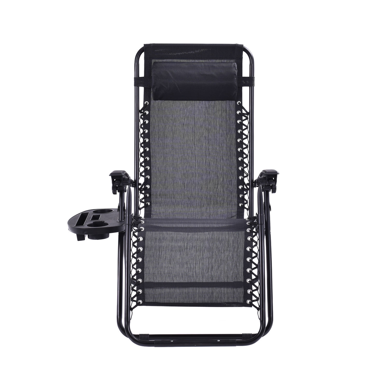 Lot de 2 chaises longues avec porte-gobelets